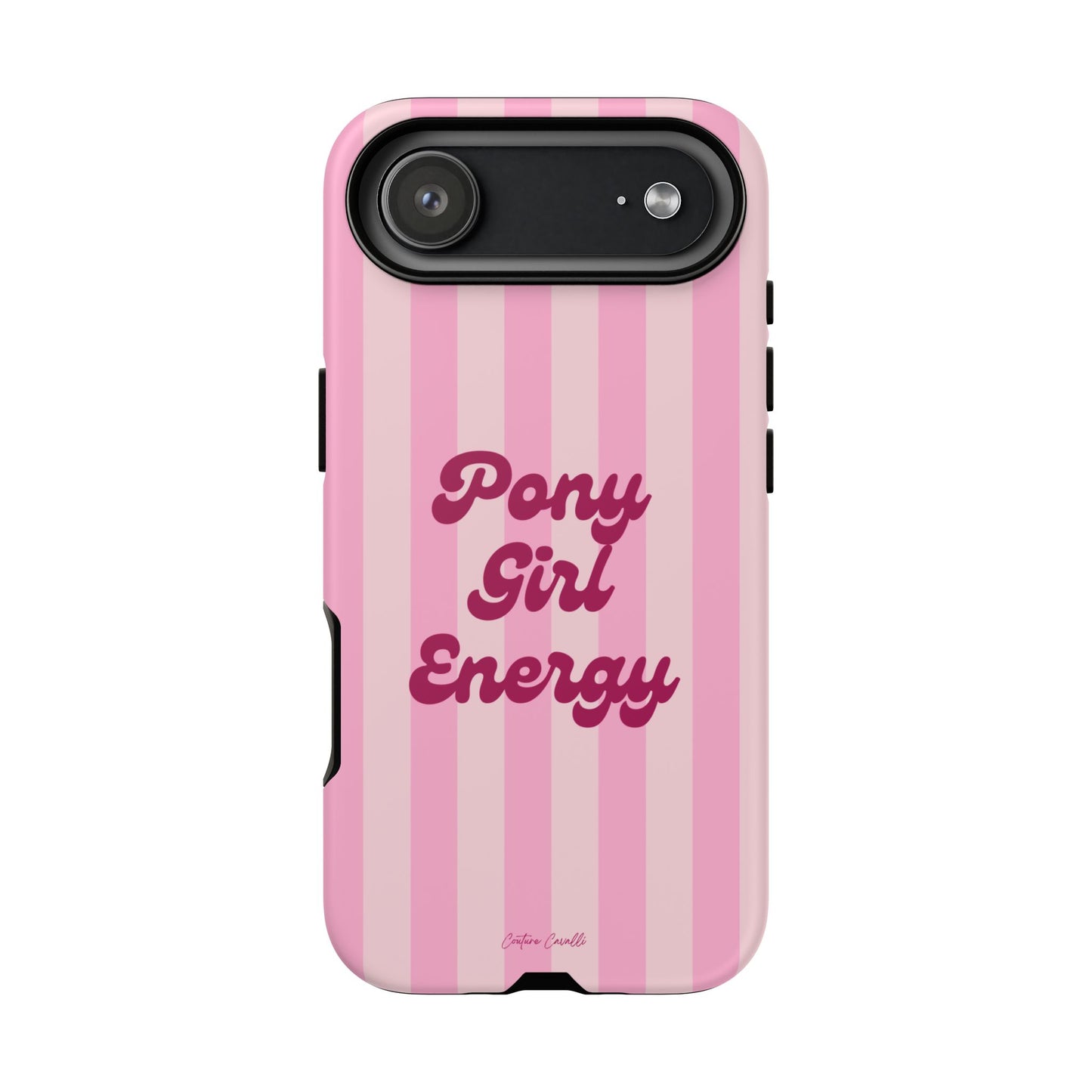 Pony Girl Energy Tough Phone Case — Pink Striped Protective Cover