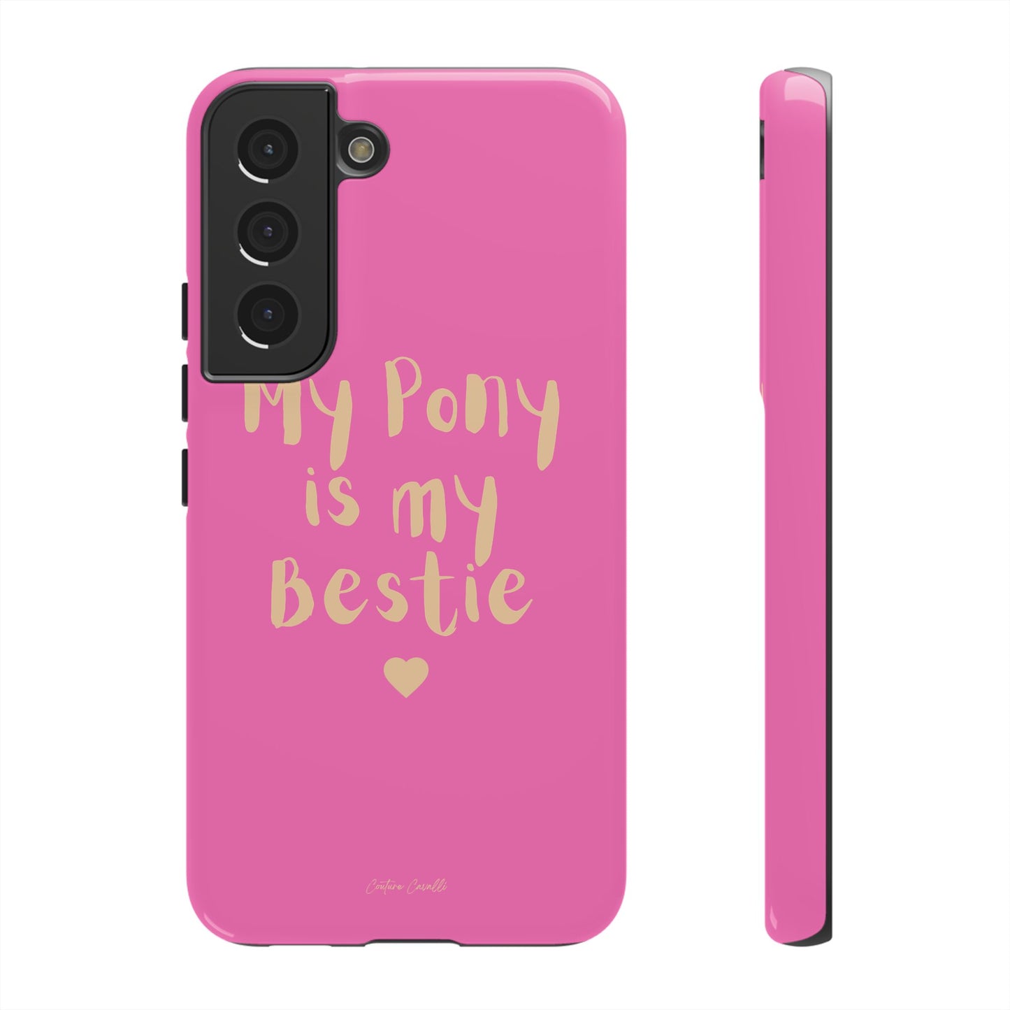 Pink 'My Pony Is My Bestie' Tough Phone Case I Handyhülle I Personalisiert mit Ponynamen