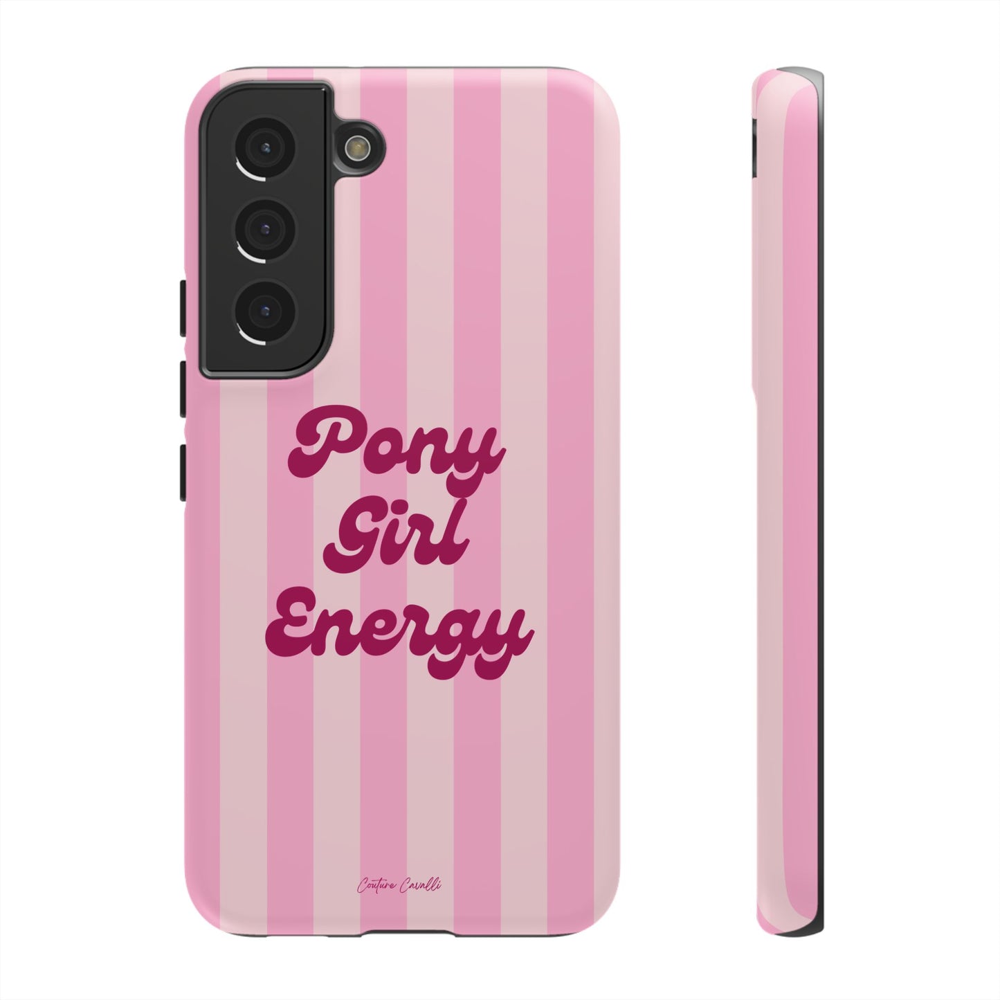 Pony Girl Energy Tough Phone Case — Pink Striped Protective Cover