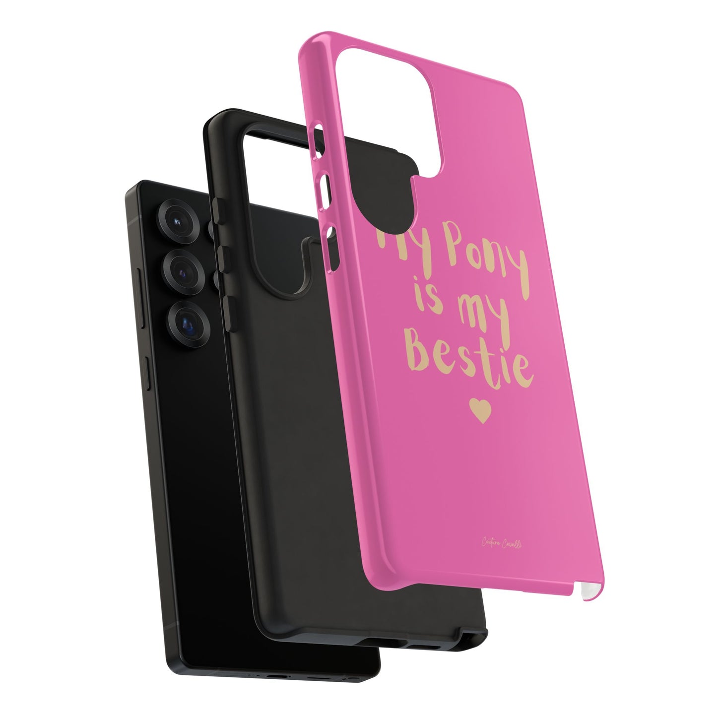 Pink 'My Pony Is My Bestie' Tough Phone Case I Handyhülle I Personalisiert mit Ponynamen