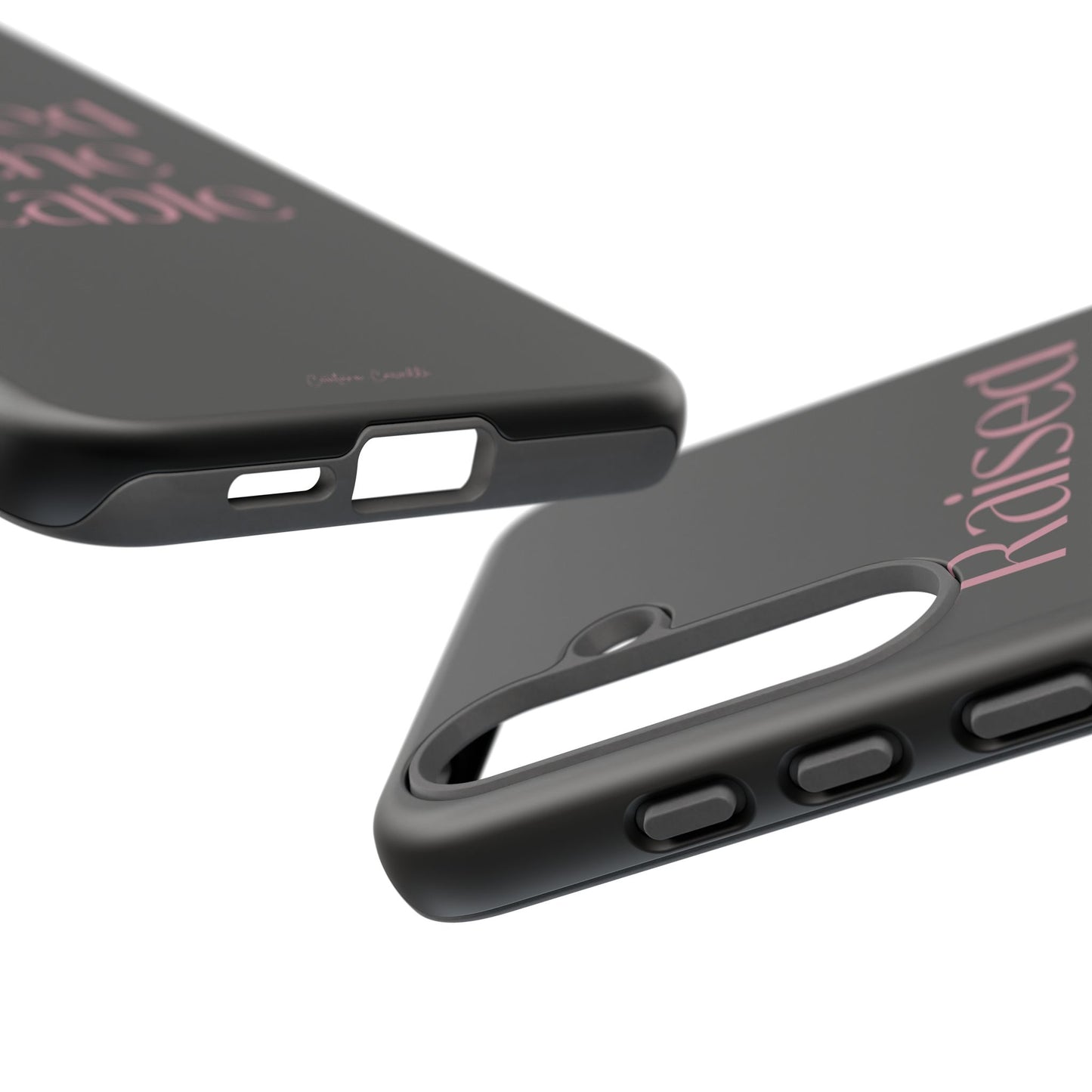 Raised in the Stable Phone Case — Black Protective Tough Case with Pink Script