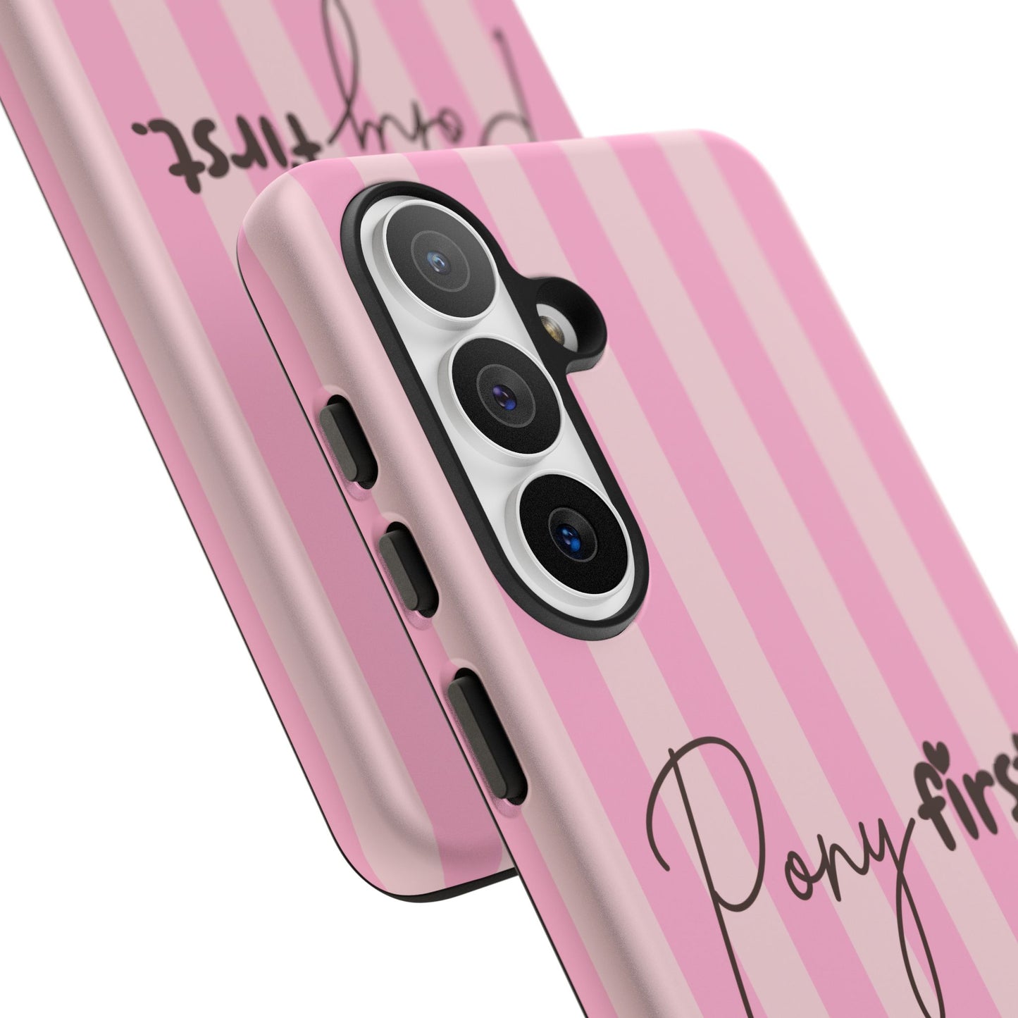 Pony First Phone Case — Pink Striped Tough Case for Horse Lovers