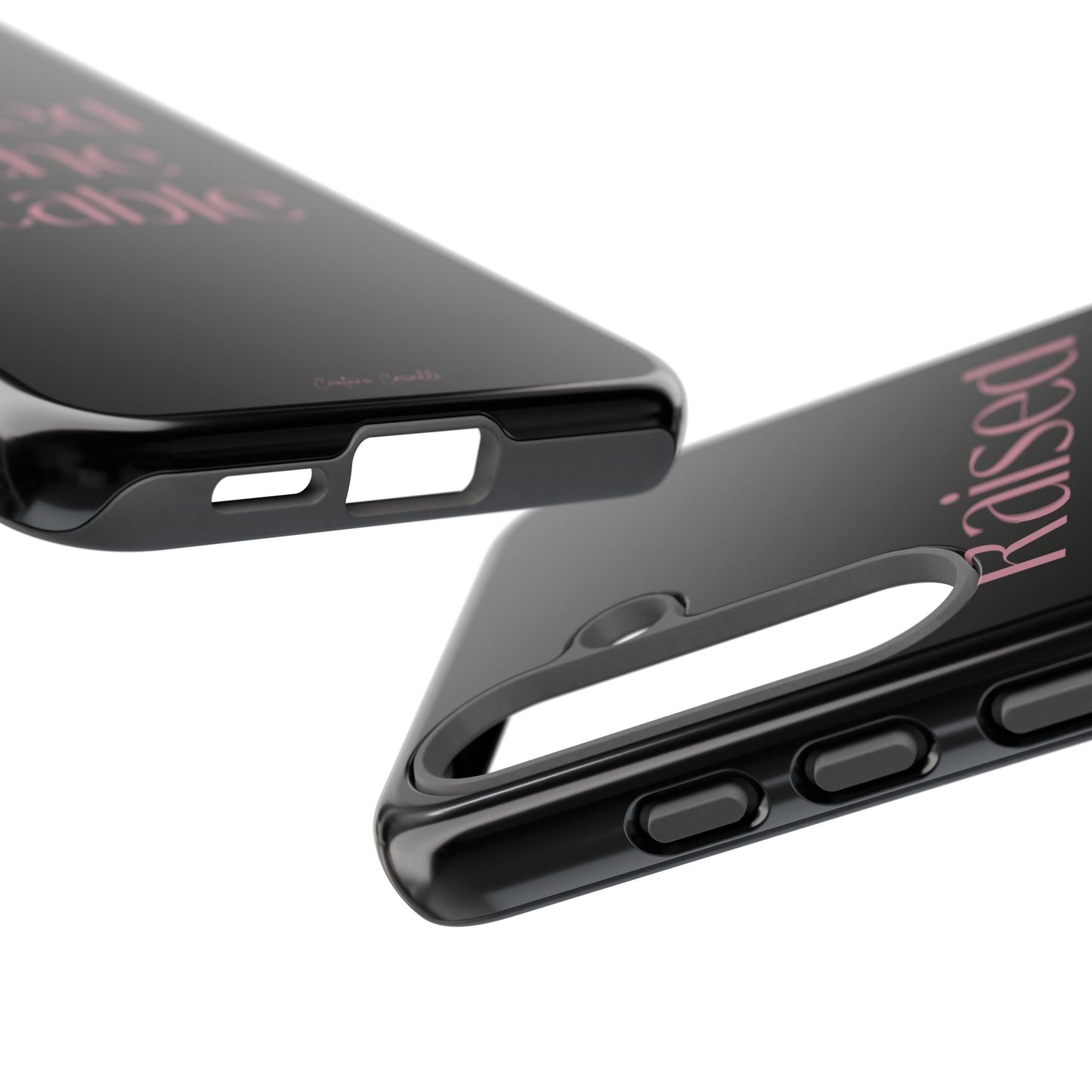 Raised in the Stable Phone Case — Black Protective Tough Case with Pink Script