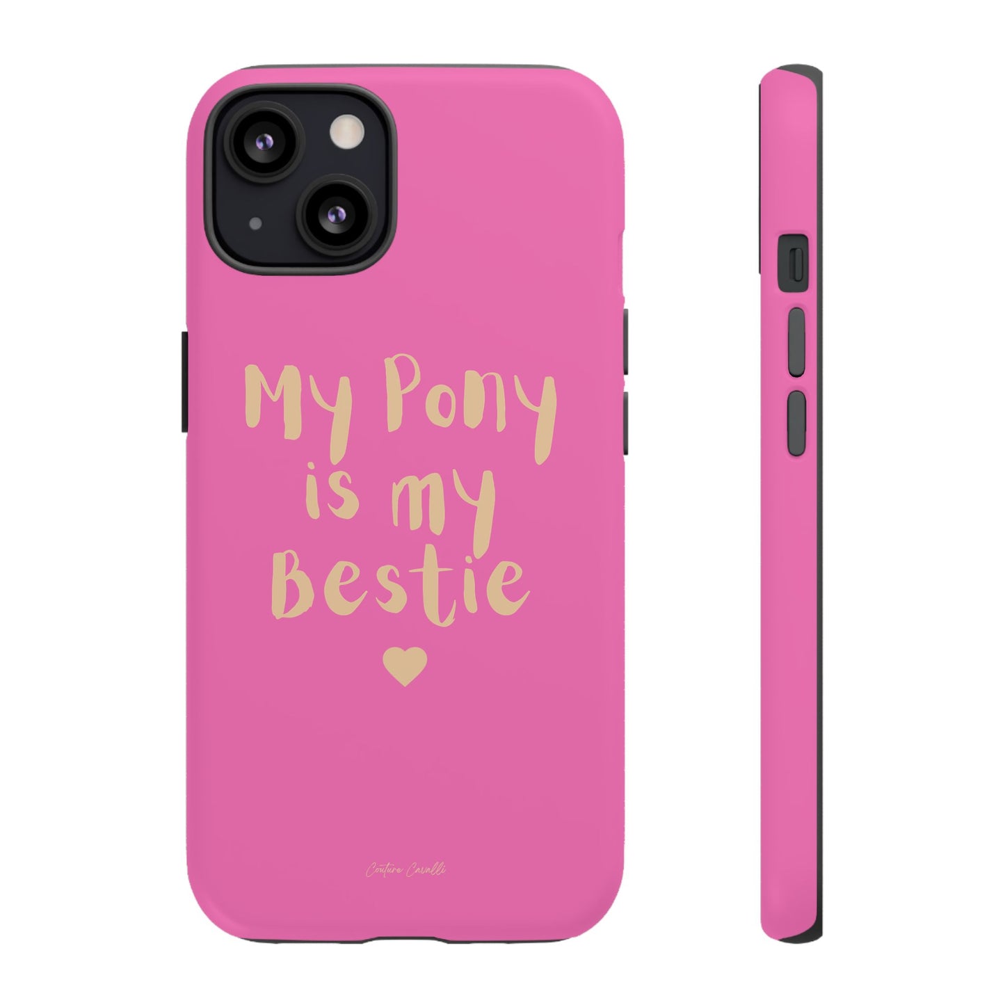 Pink 'My Pony Is My Bestie' Tough Phone Case I Handyhülle I Personalisiert mit Ponynamen