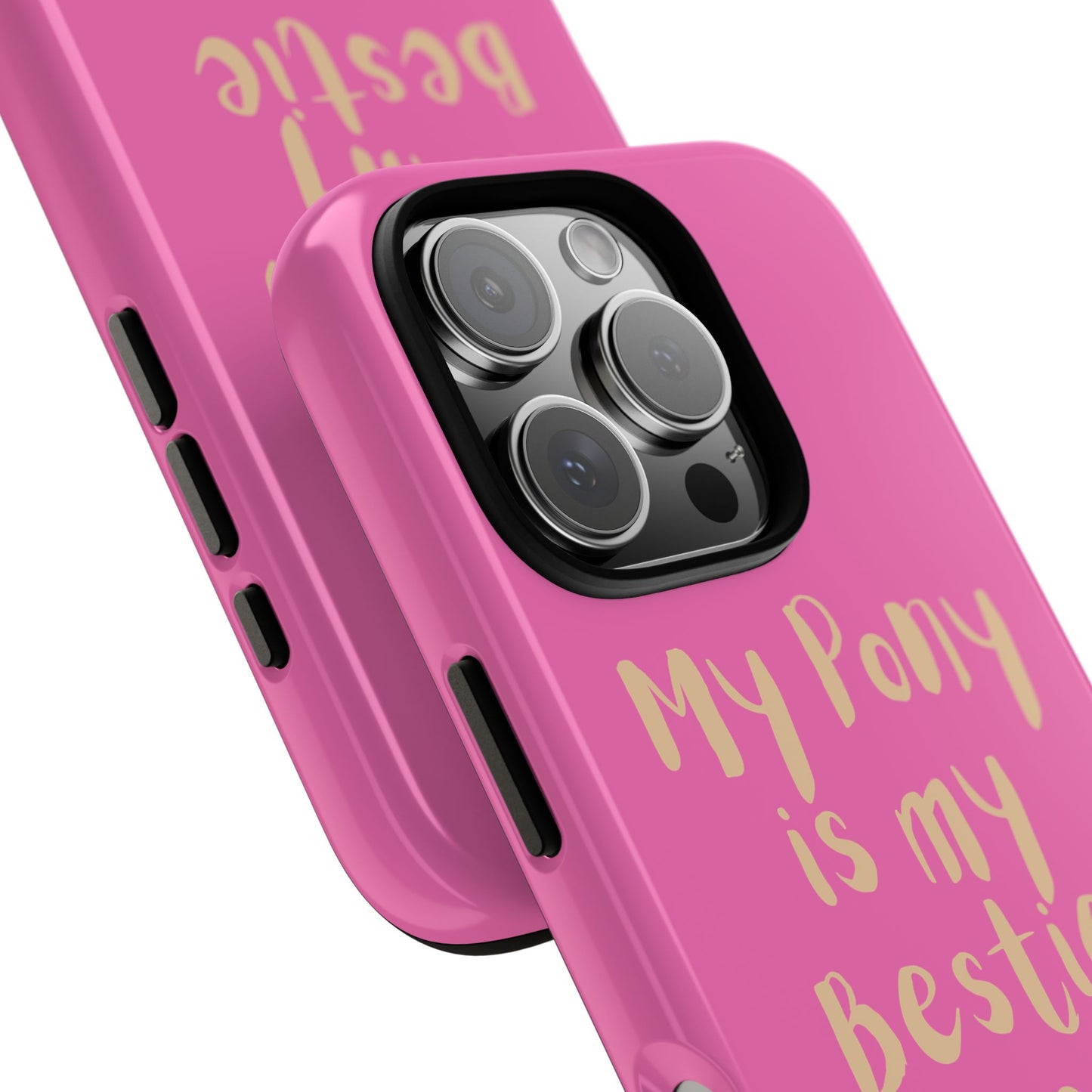Pink 'My Pony Is My Bestie' Tough Phone Case I Handyhülle I Personalisiert mit Ponynamen