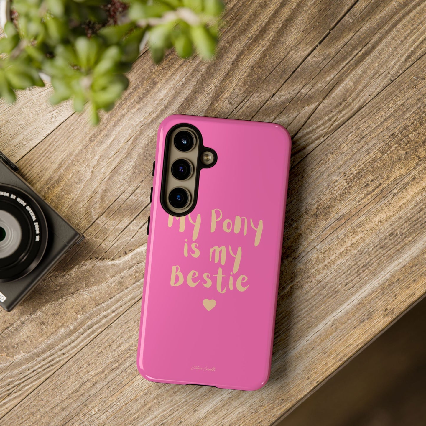 Pink 'My Pony Is My Bestie' Tough Phone Case I Handyhülle I Personalisiert mit Ponynamen