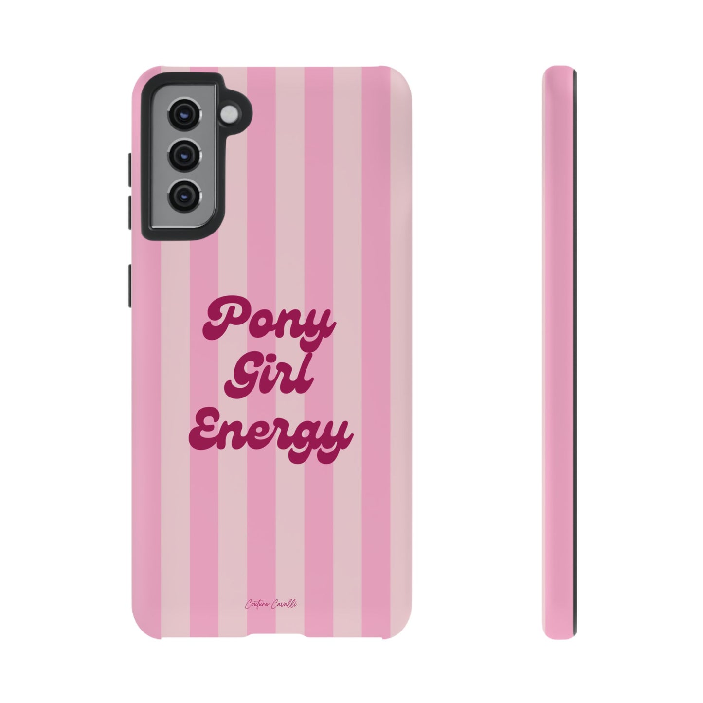 Pony Girl Energy Tough Phone Case — Pink Striped Protective Cover
