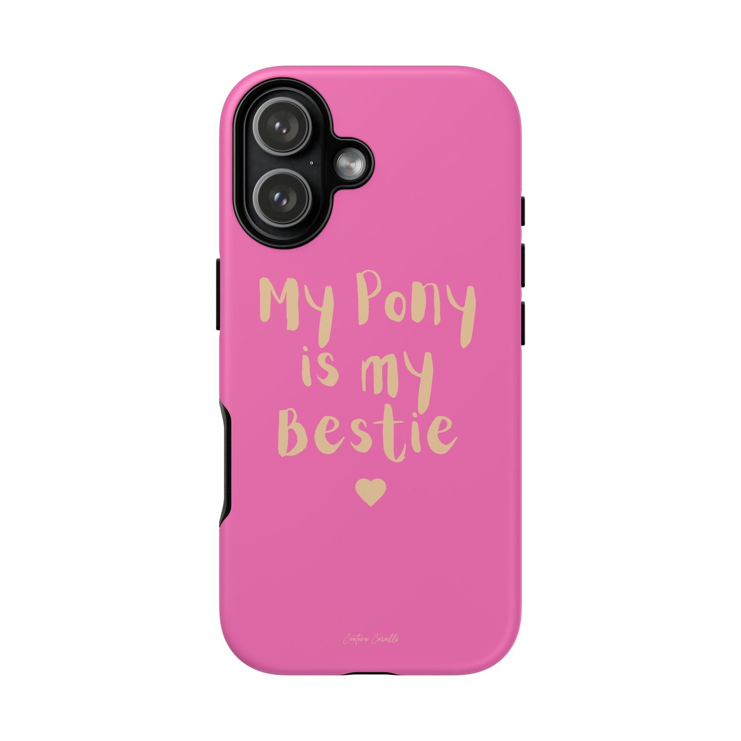 Pink 'My Pony Is My Bestie' Tough Phone Case I Handyhülle I Personalisiert mit Ponynamen