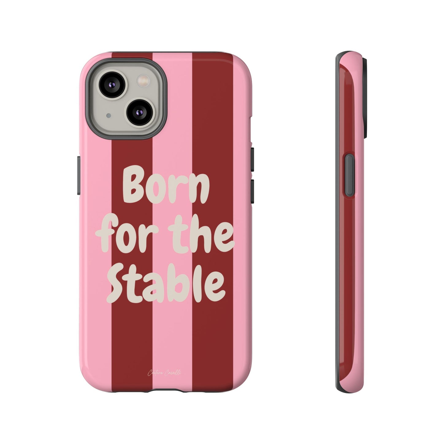 Phone Case — "Born for the Stable" Pink Striped Protective Tough Case