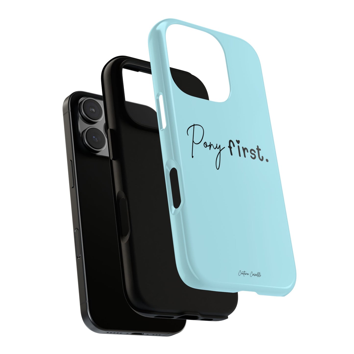 Pony First Phone Case - Protective Tough iPhone Cover with Minimalist Equestrian Script