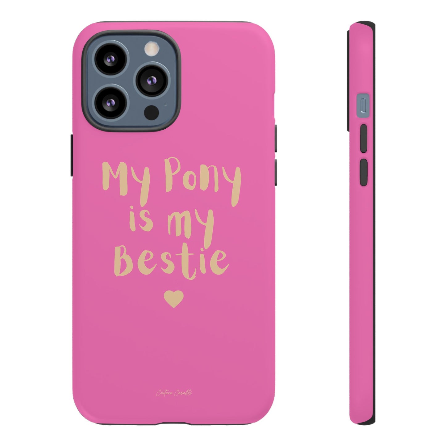 Pink 'My Pony Is My Bestie' Tough Phone Case I Handyhülle I Personalisiert mit Ponynamen