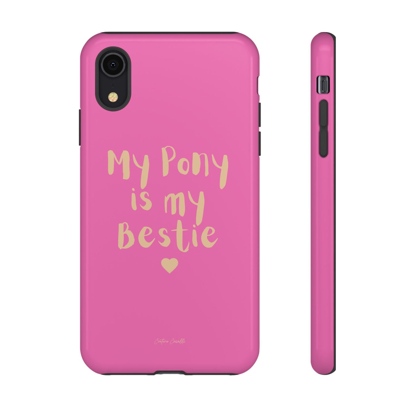 Pink 'My Pony Is My Bestie' Tough Phone Case I Handyhülle I Personalisiert mit Ponynamen