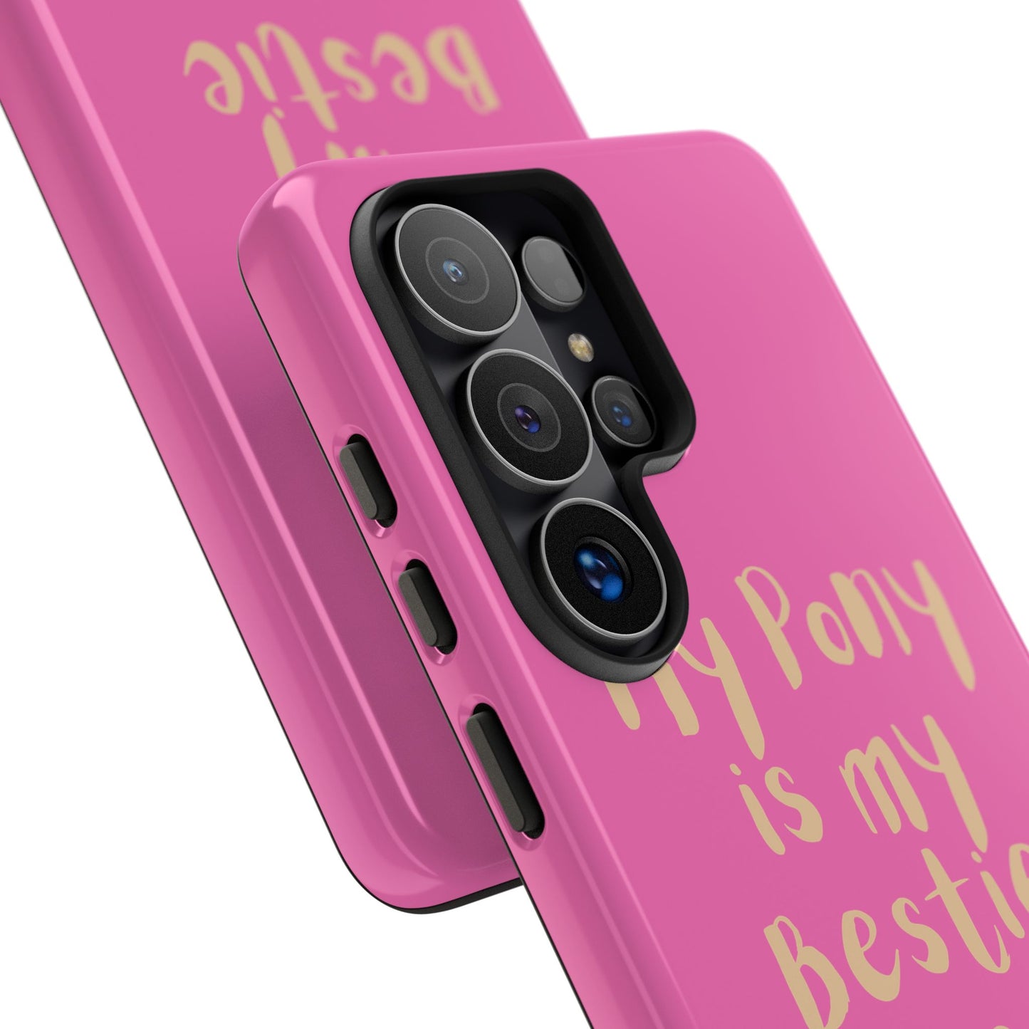 Pink 'My Pony Is My Bestie' Tough Phone Case I Handyhülle I Personalisiert mit Ponynamen
