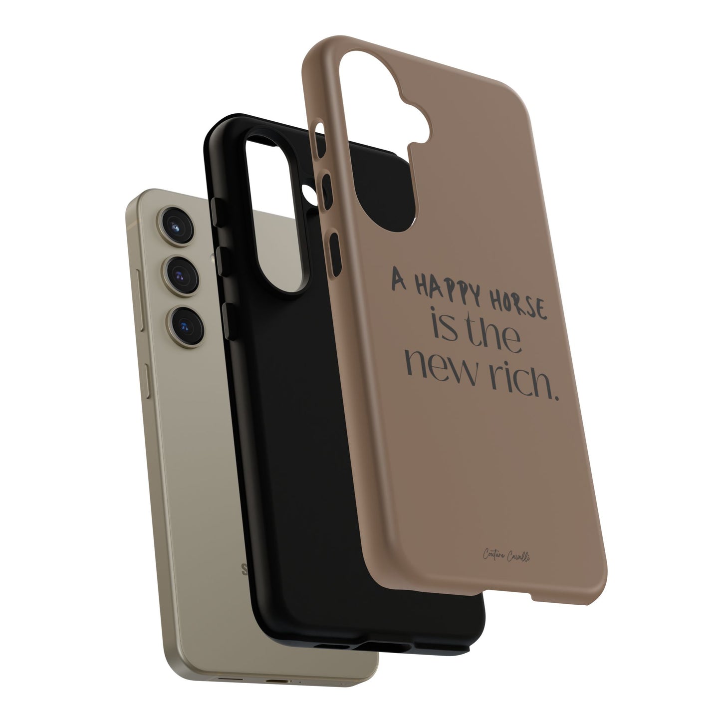 Phone Case — "A Happy Horse Is the New Rich" Brown Protective Case