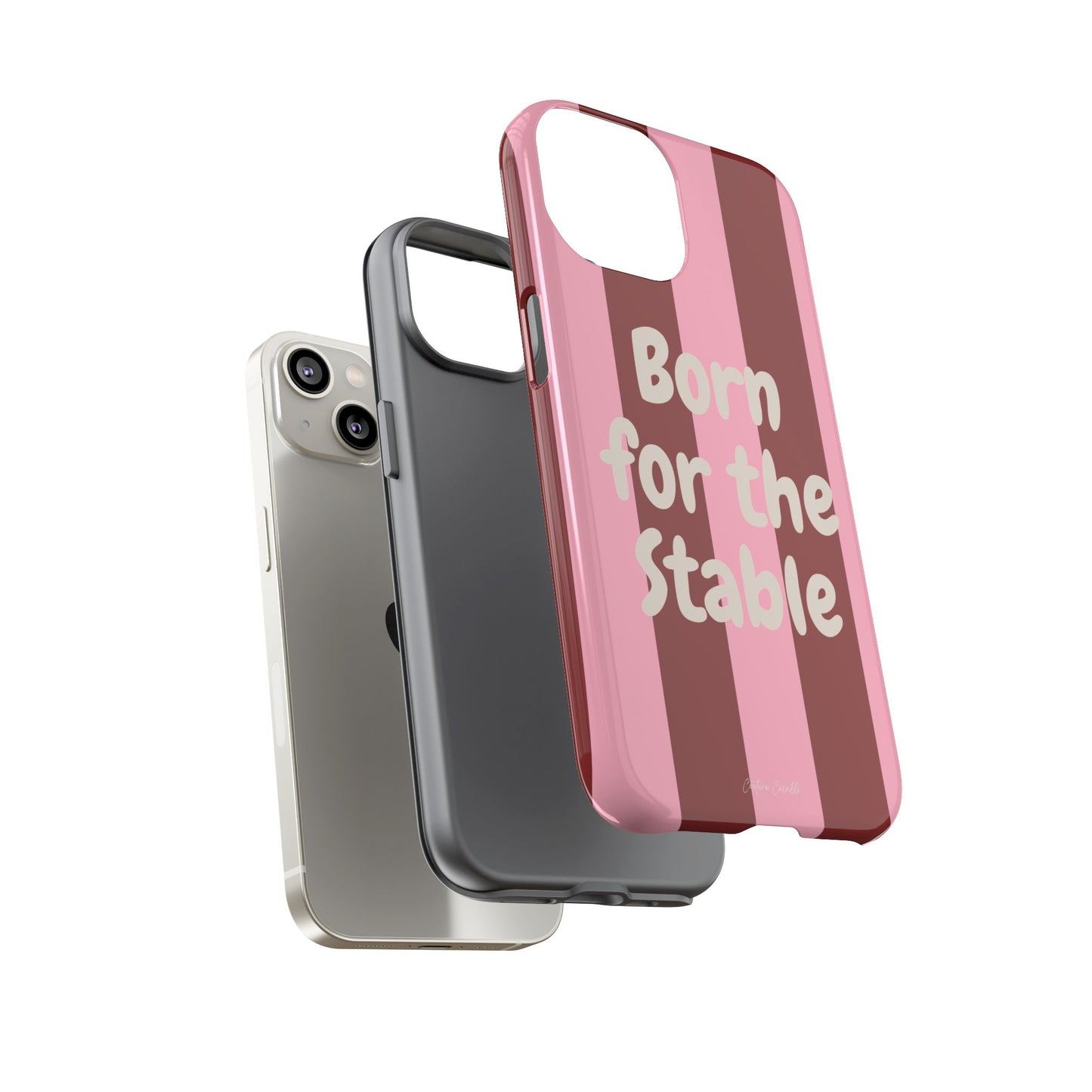 Phone Case — "Born for the Stable" Pink Striped Protective Tough Case