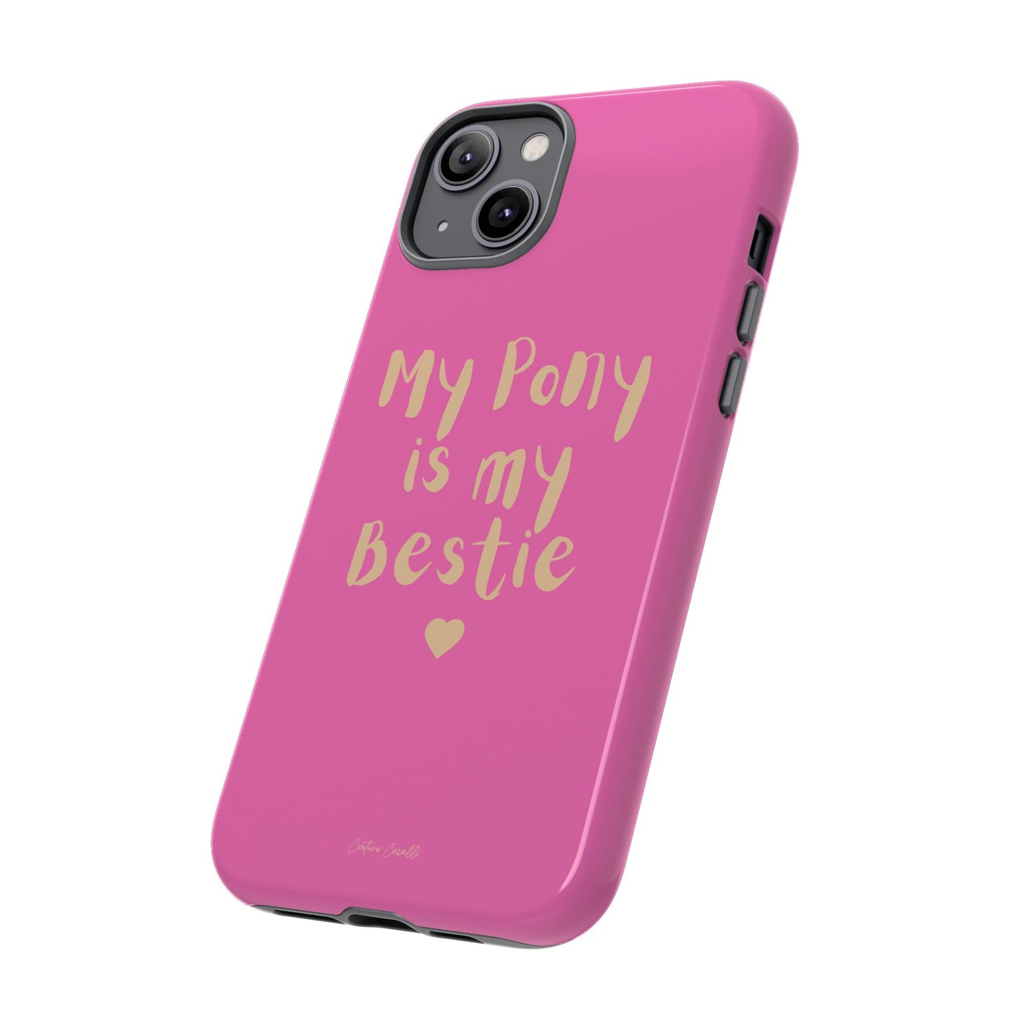Pink 'My Pony Is My Bestie' Tough Phone Case I Handyhülle I Personalisiert mit Ponynamen