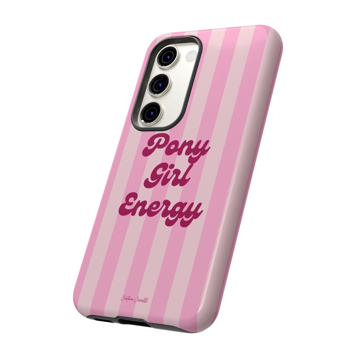Pony Girl Energy Tough Phone Case — Pink Striped Protective Cover