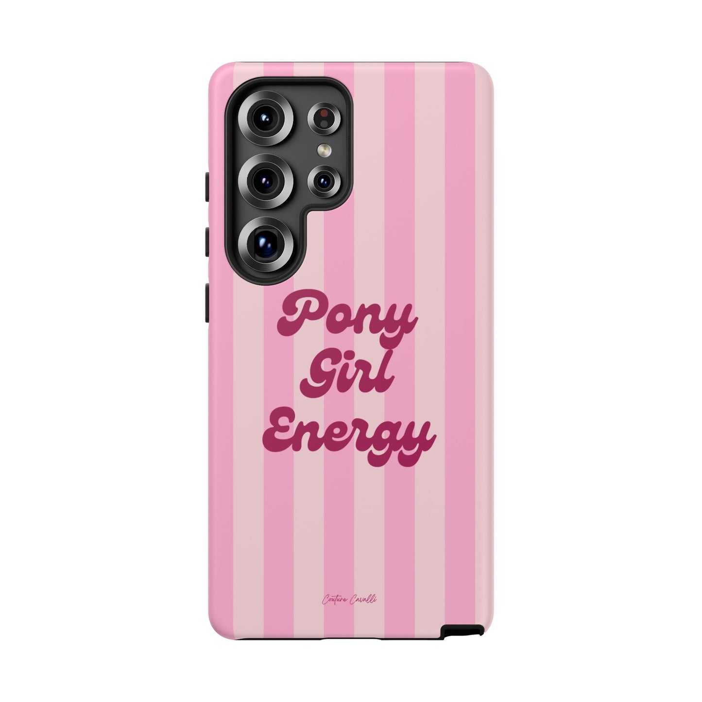 Pony Girl Energy Tough Phone Case — Pink Striped Protective Cover