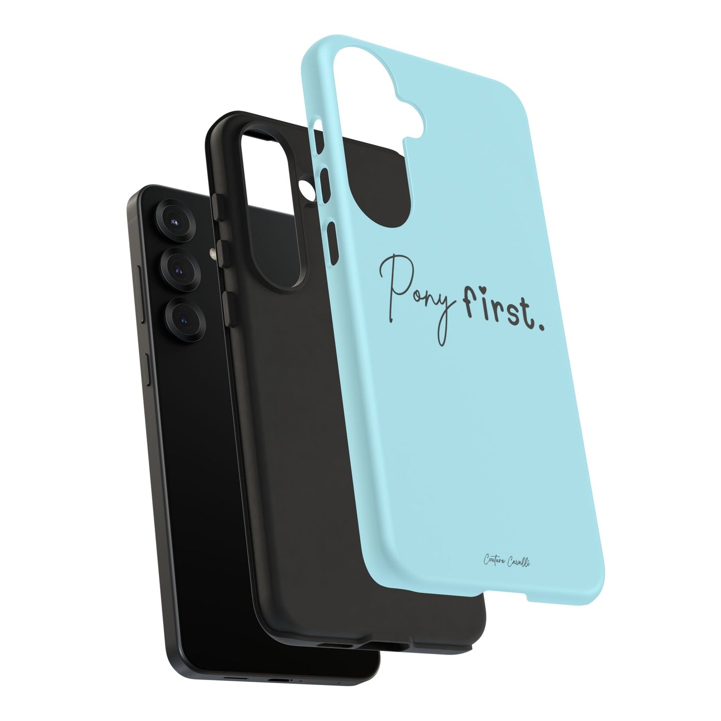 Pony First Phone Case - Protective Tough iPhone Cover with Minimalist Equestrian Script