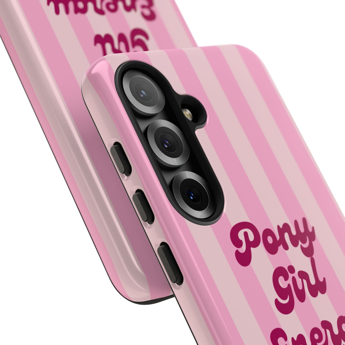 Pony Girl Energy Tough Phone Case — Pink Striped Protective Cover
