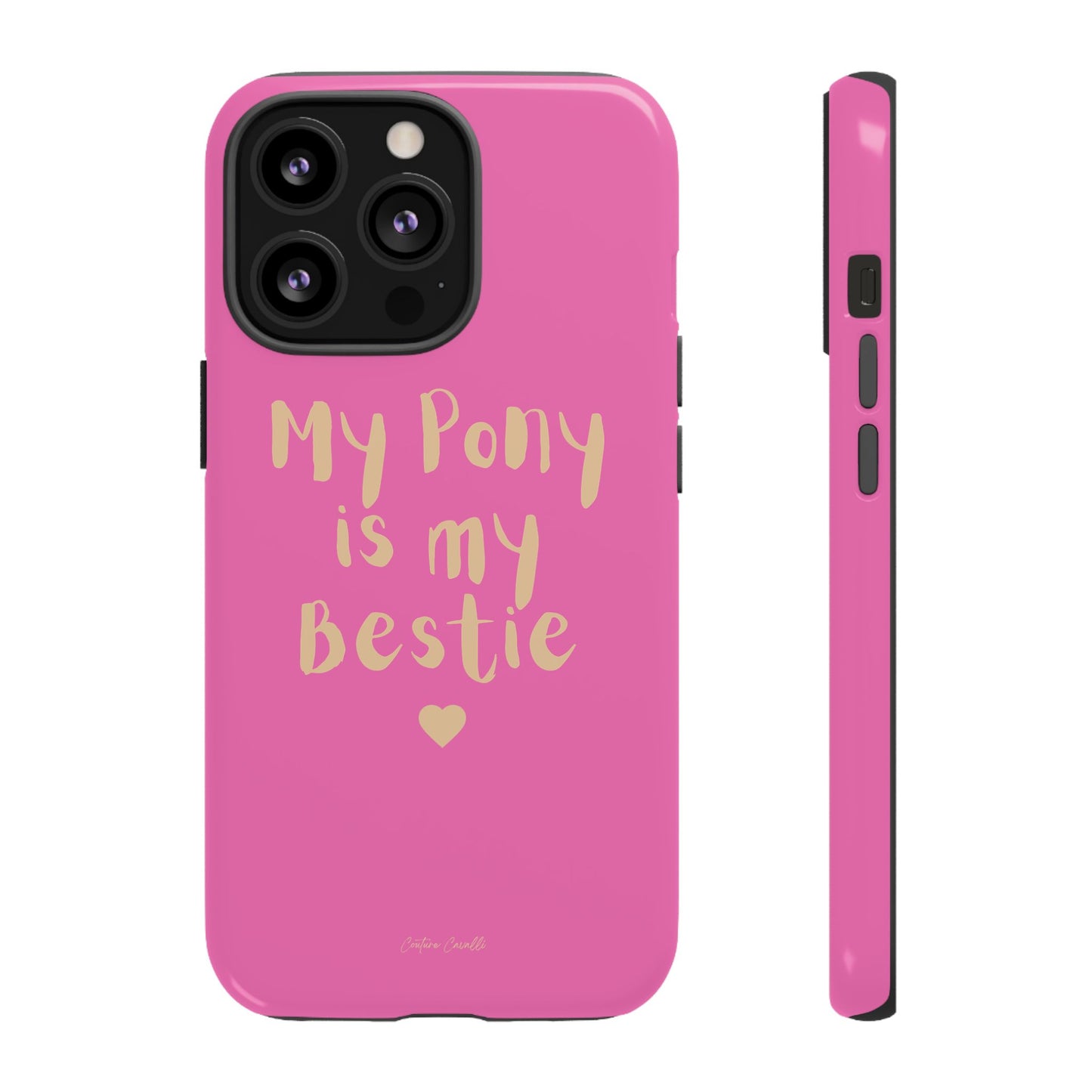 Pink 'My Pony Is My Bestie' Tough Phone Case I Handyhülle I Personalisiert mit Ponynamen
