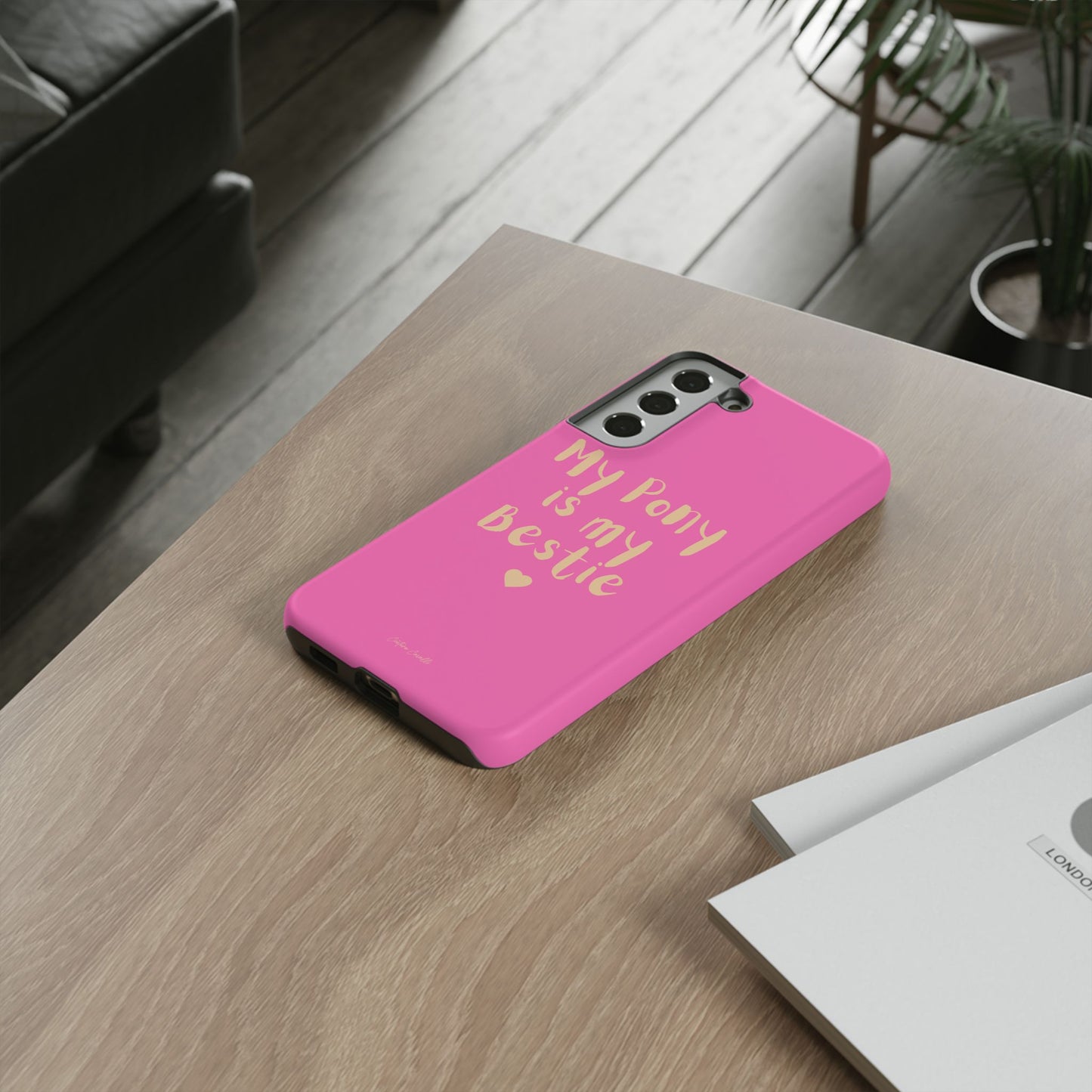 Pink 'My Pony Is My Bestie' Tough Phone Case I Handyhülle I Personalisiert mit Ponynamen