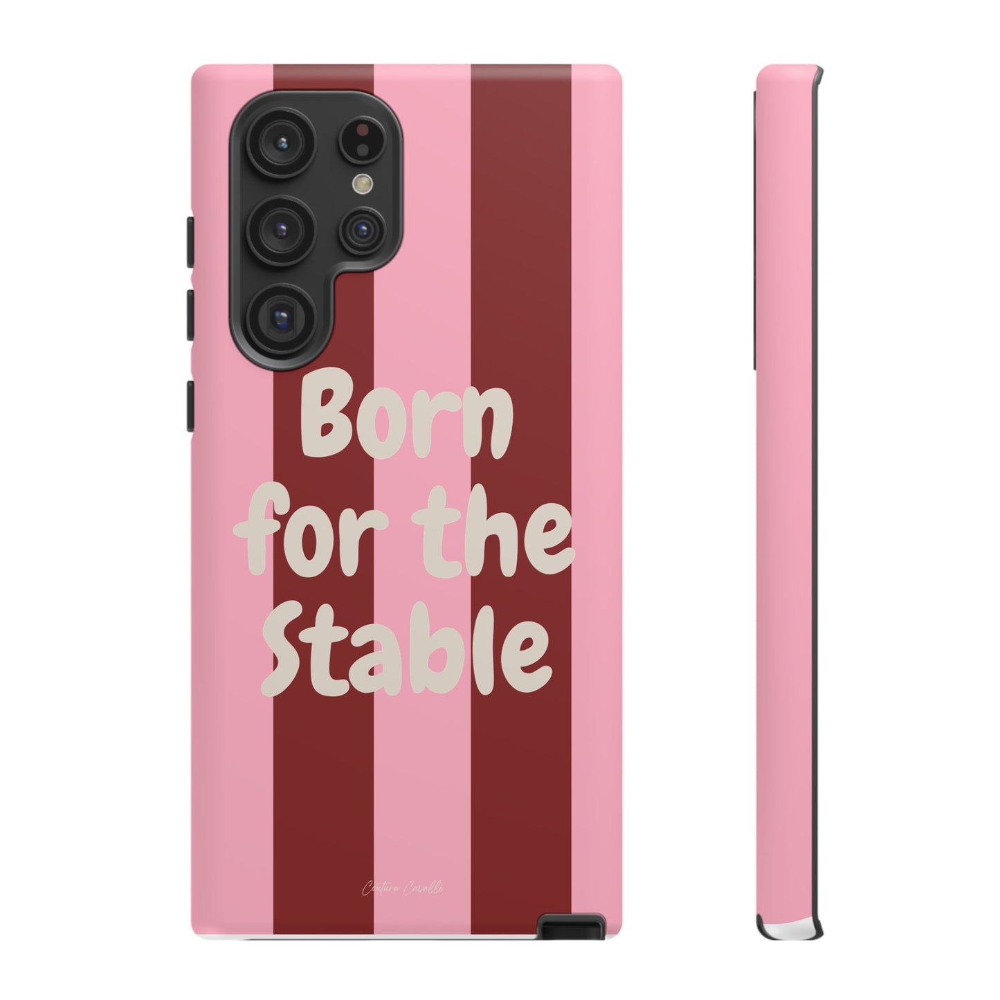 Phone Case — "Born for the Stable" Pink Striped Protective Tough Case
