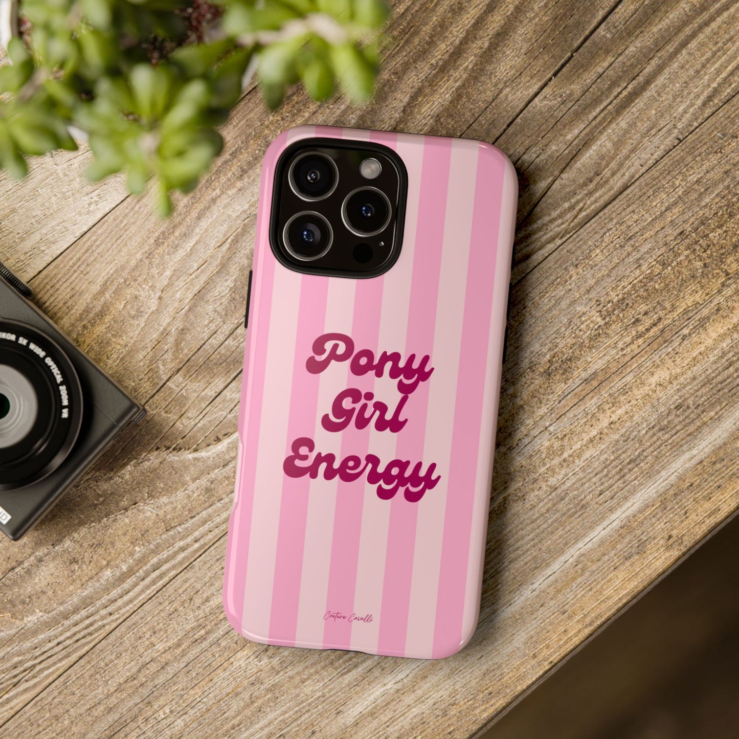 Pony Girl Energy Tough Phone Case — Pink Striped Protective Cover