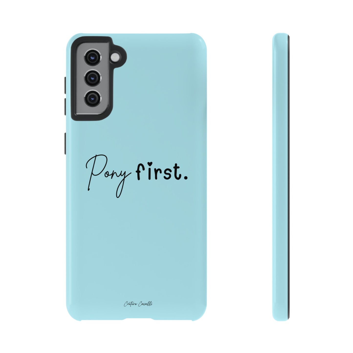 Pony First Phone Case - Protective Tough iPhone Cover with Minimalist Equestrian Script