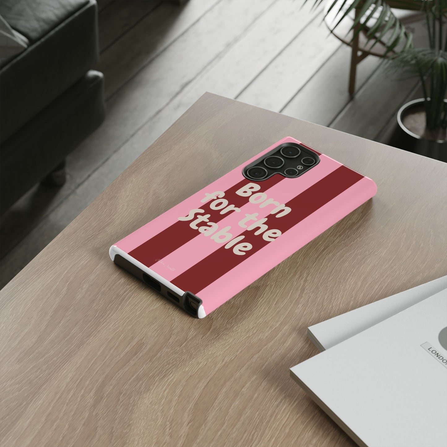 Phone Case — "Born for the Stable" Pink Striped Protective Tough Case