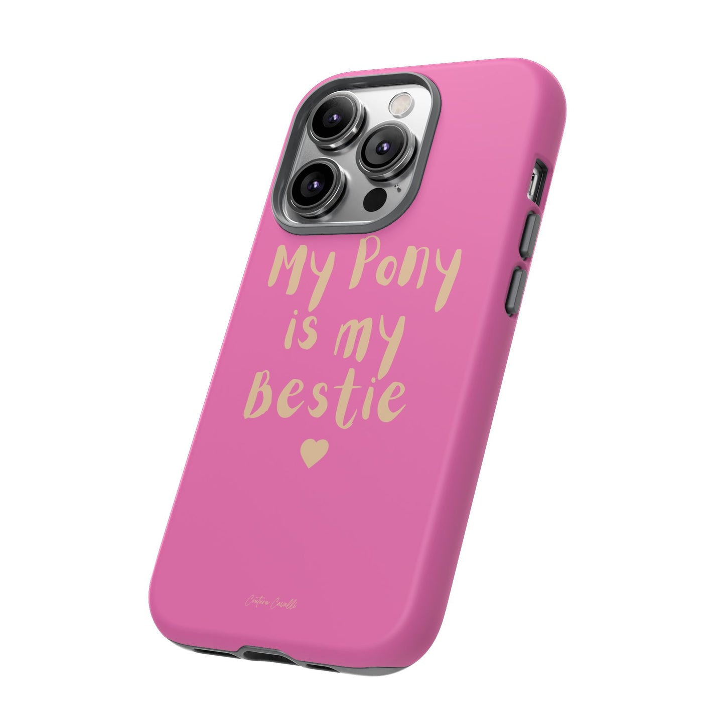 Pink 'My Pony Is My Bestie' Tough Phone Case I Handyhülle I Personalisiert mit Ponynamen