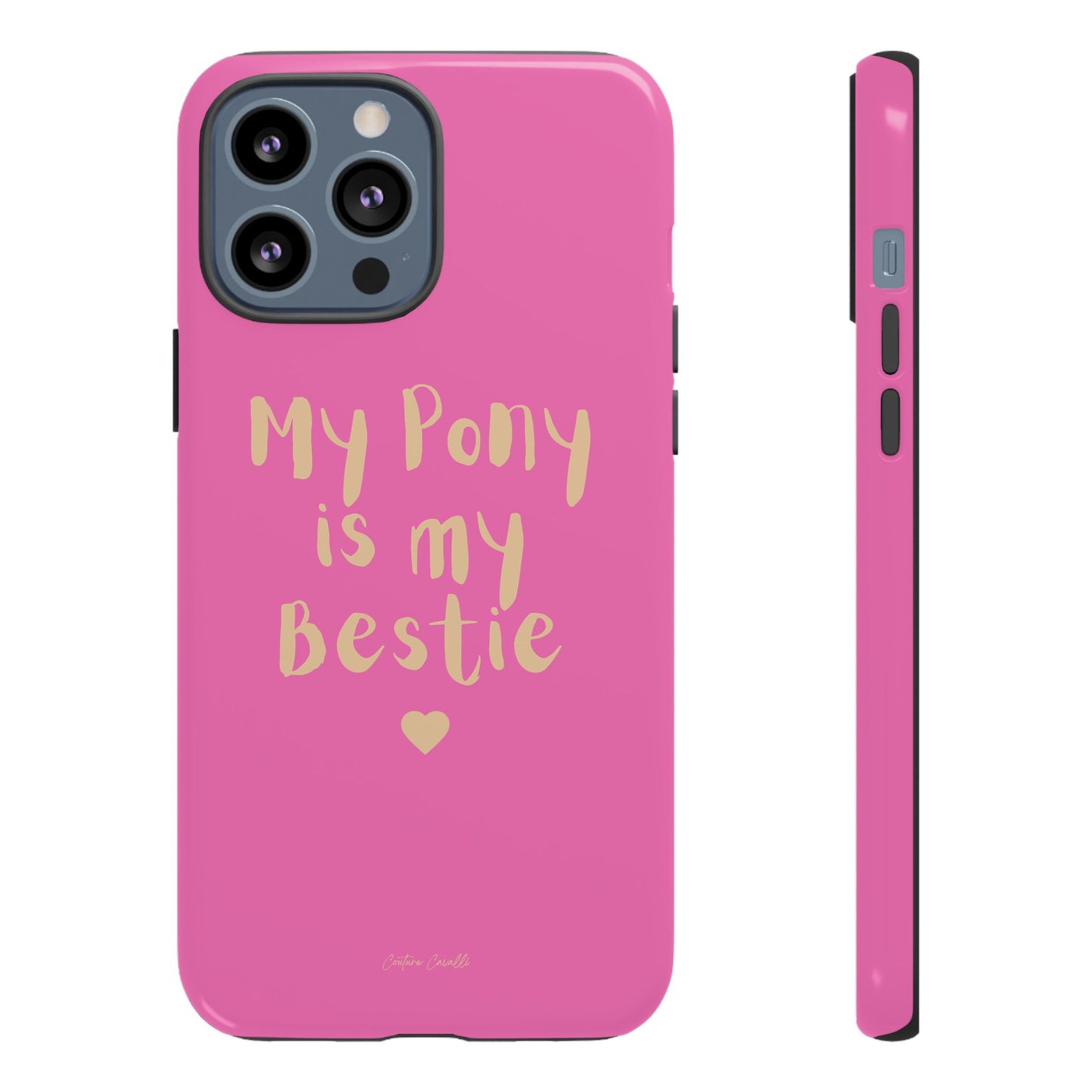 Pink 'My Pony Is My Bestie' Tough Phone Case I Handyhülle I Personalisiert mit Ponynamen