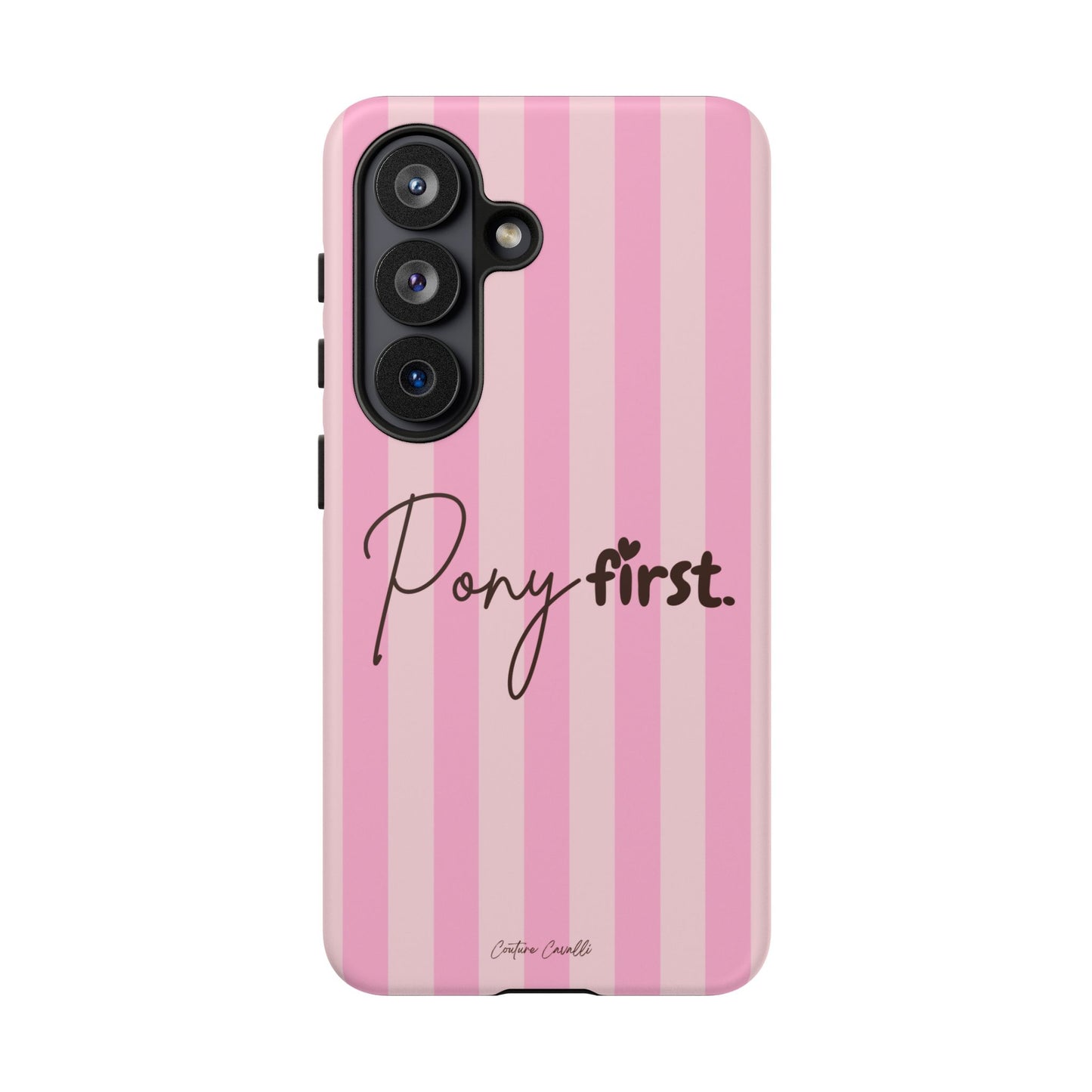 Pony First Phone Case — Pink Striped Tough Case for Horse Lovers