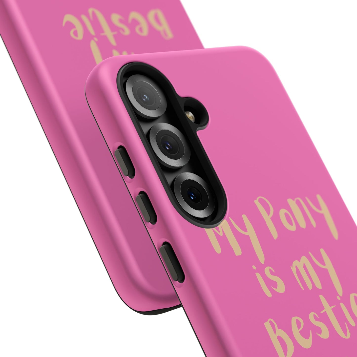 Pink 'My Pony Is My Bestie' Tough Phone Case I Handyhülle I Personalisiert mit Ponynamen