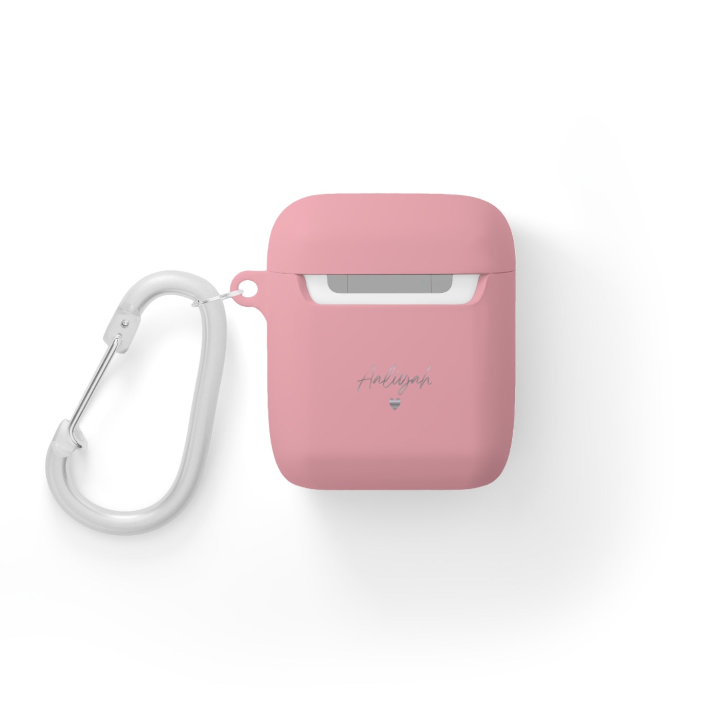 Minimal Personalized AirPods Case Cover — Custom Name Script with Carabiner