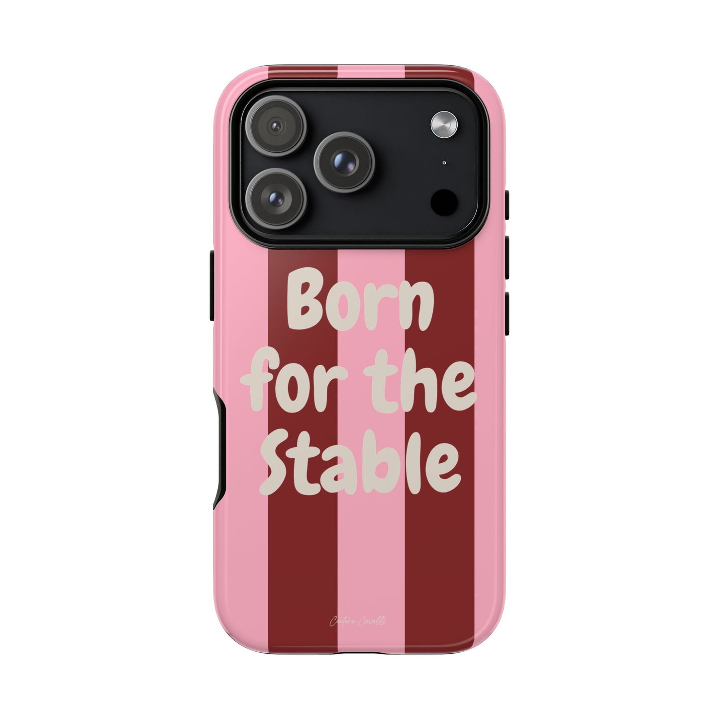 Phone Case — "Born for the Stable" Pink Striped Protective Tough Case