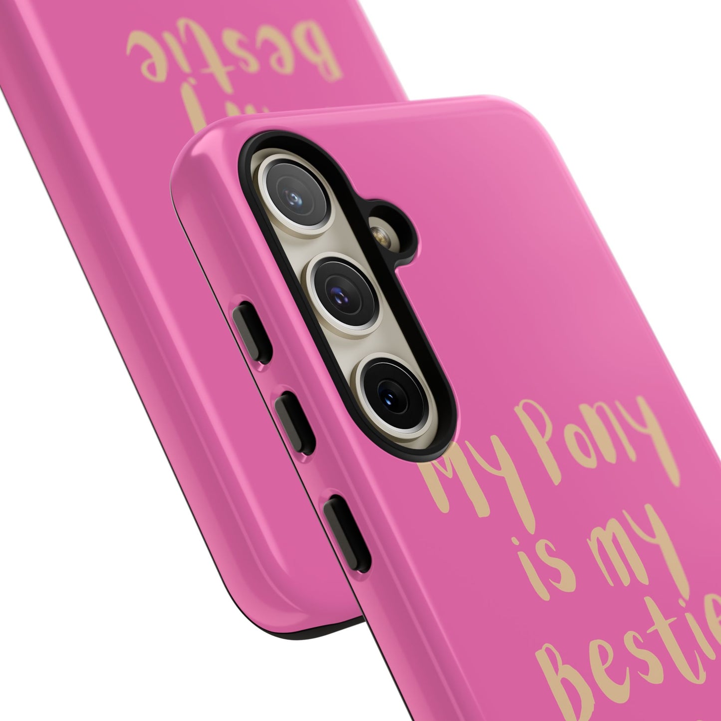 Pink 'My Pony Is My Bestie' Tough Phone Case I Handyhülle I Personalisiert mit Ponynamen