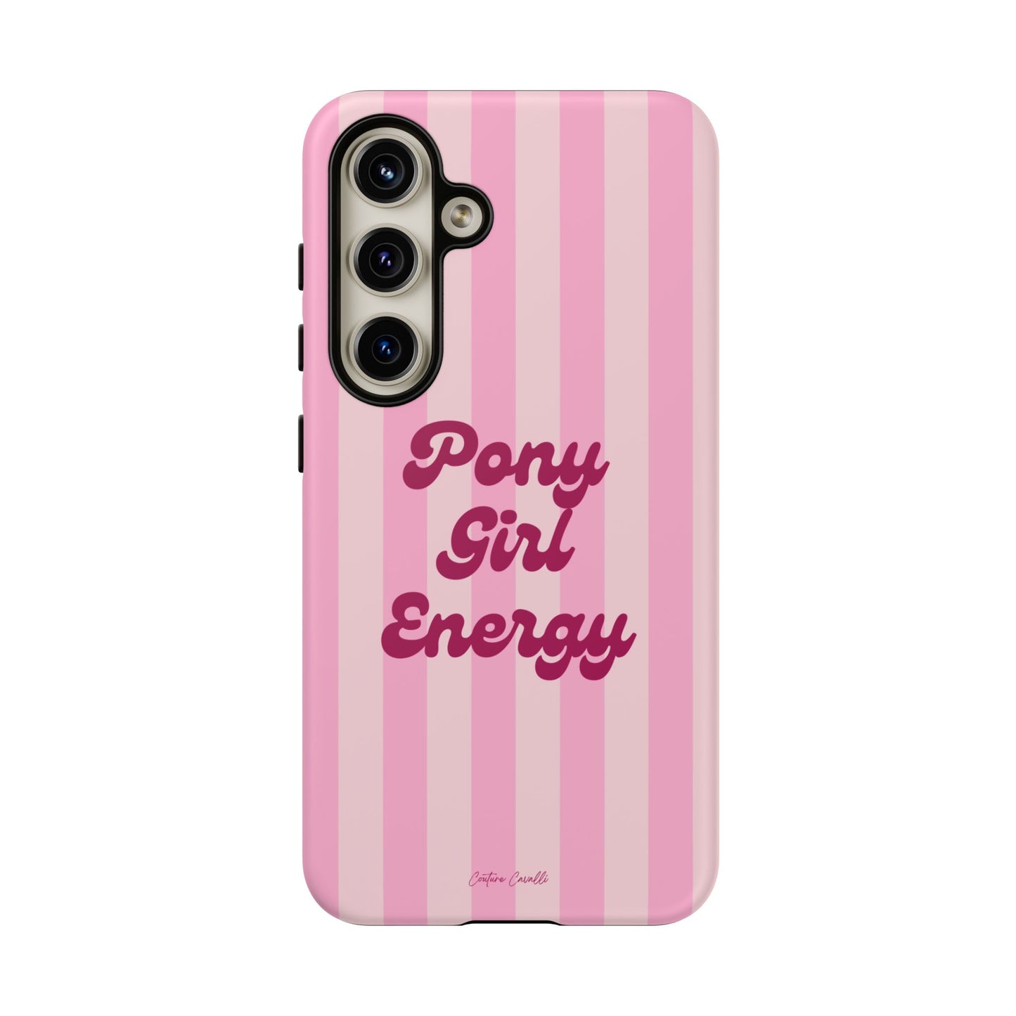 Pony Girl Energy Tough Phone Case — Pink Striped Protective Cover