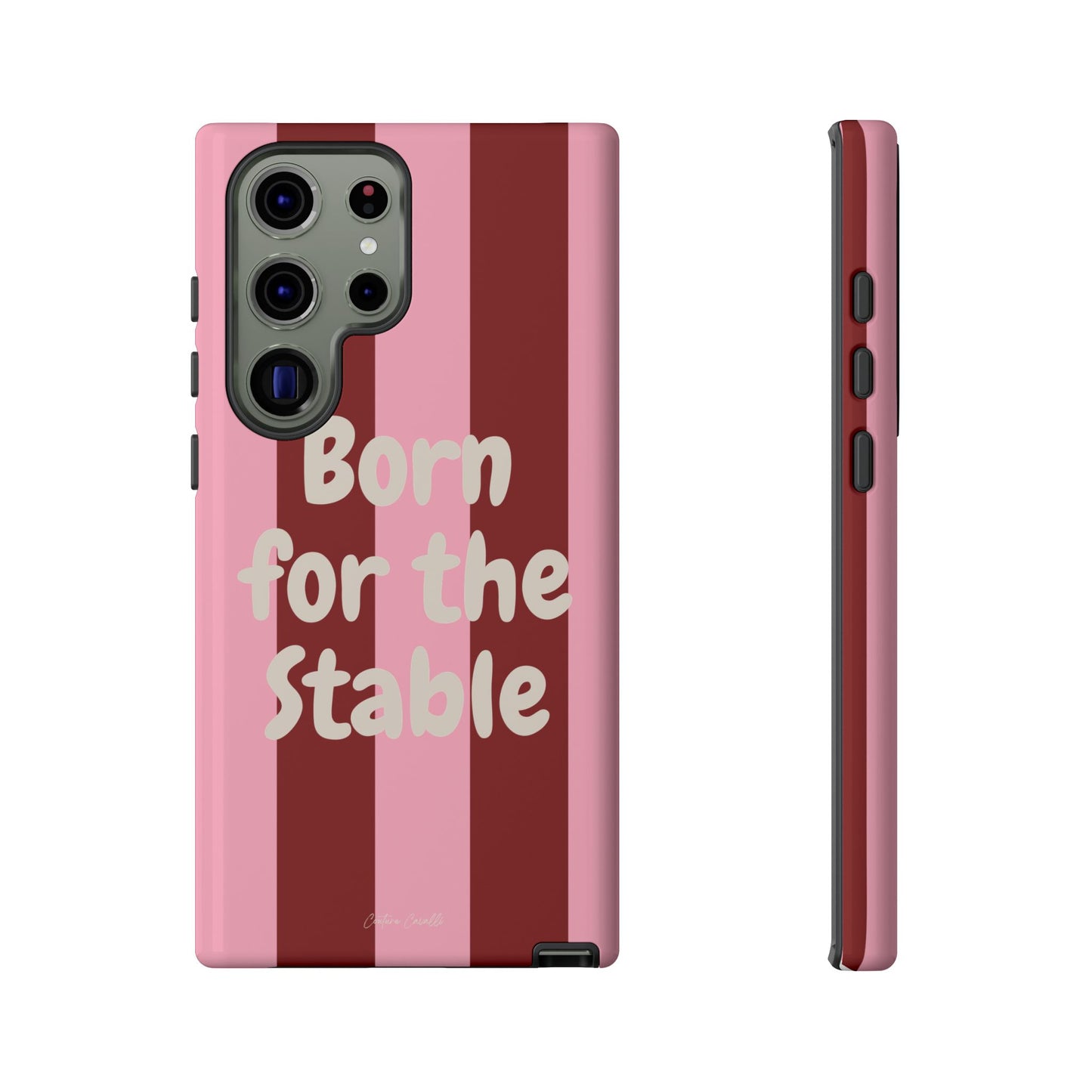 Phone Case — "Born for the Stable" Pink Striped Protective Tough Case