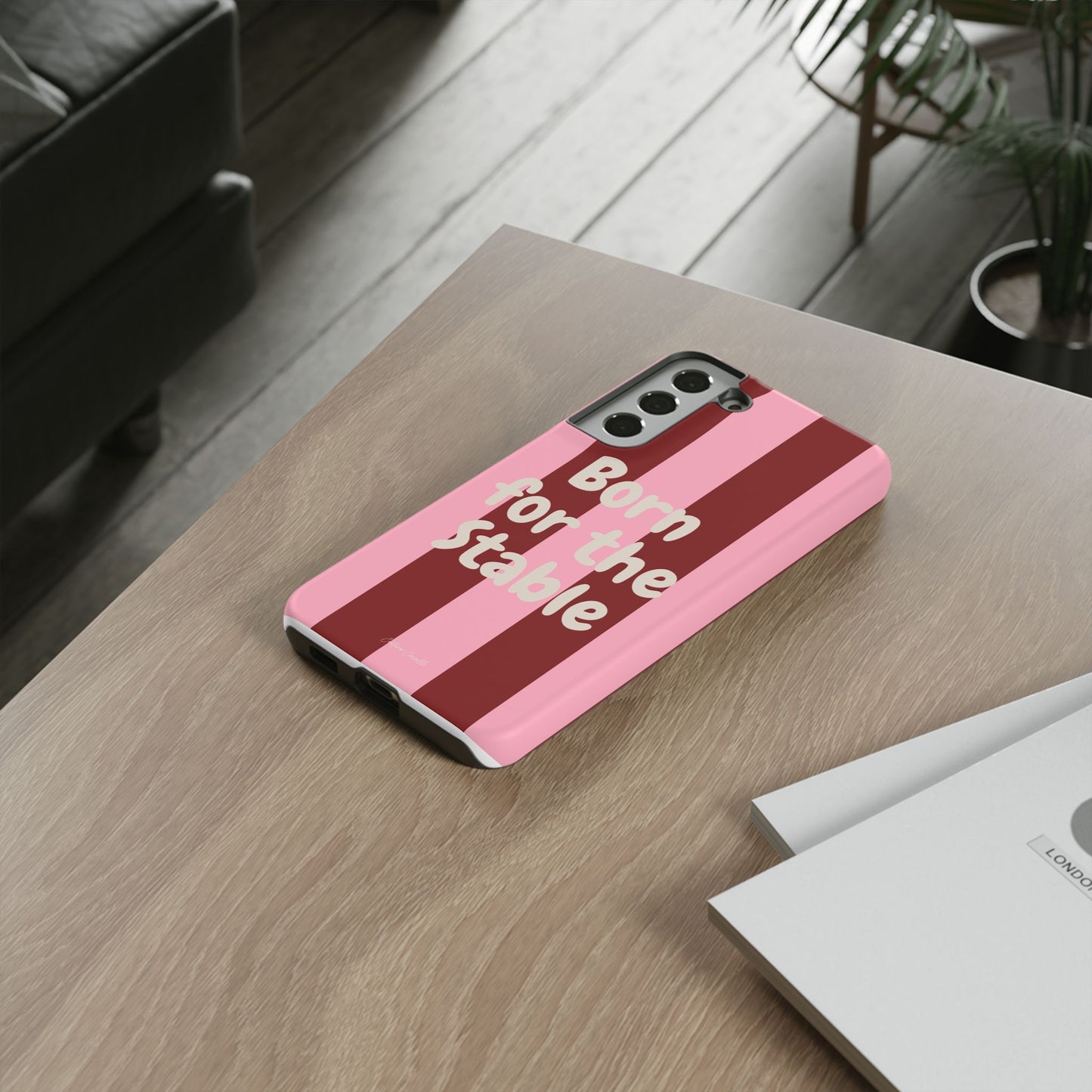 Phone Case — "Born for the Stable" Pink Striped Protective Tough Case
