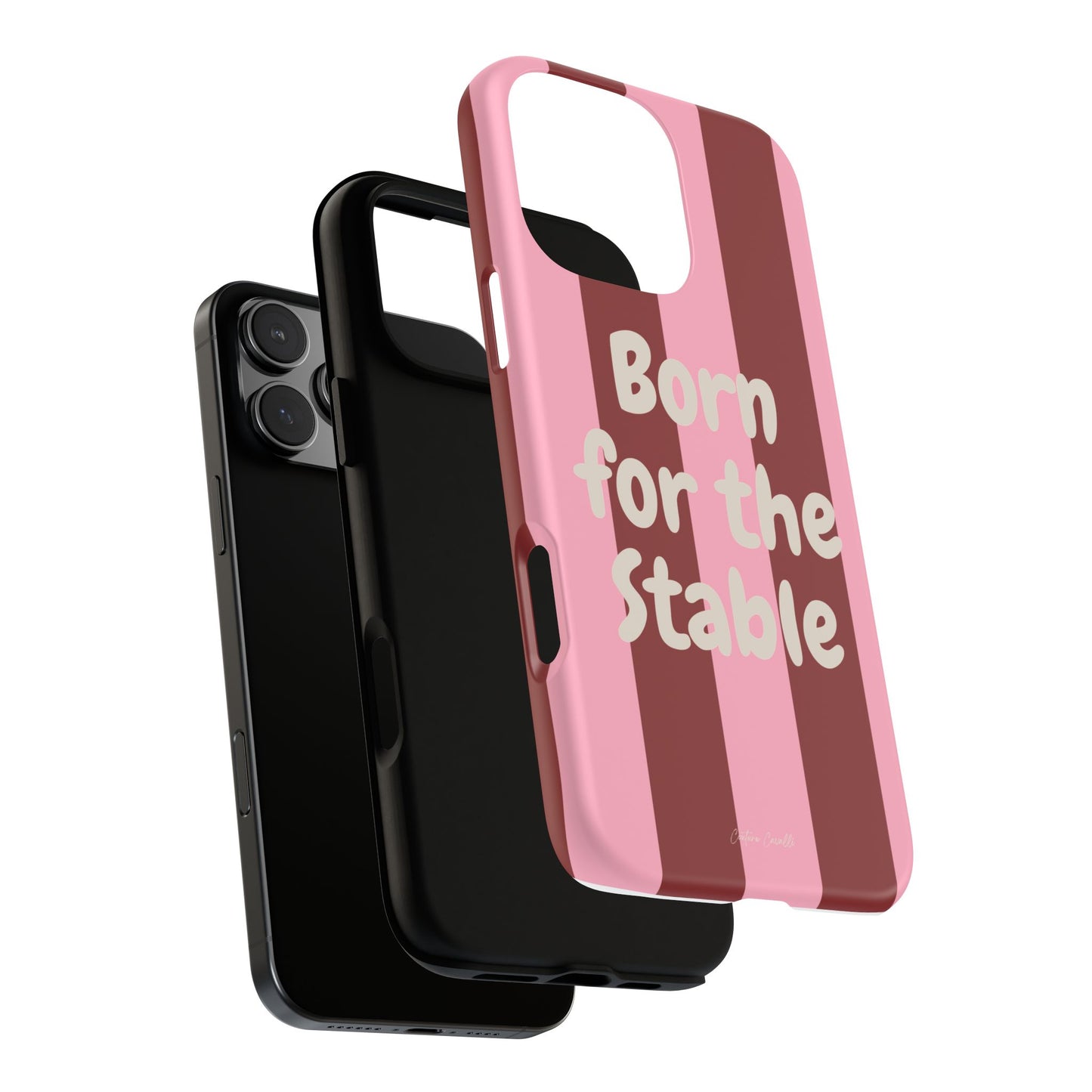 Phone Case — "Born for the Stable" Pink Striped Protective Tough Case