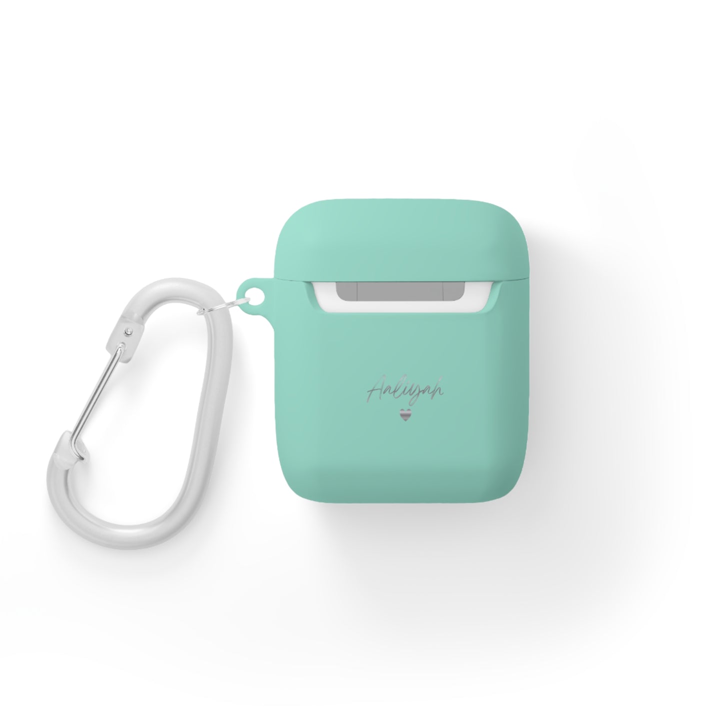 Minimal Personalized AirPods Case Cover — Custom Name Script with Carabiner
