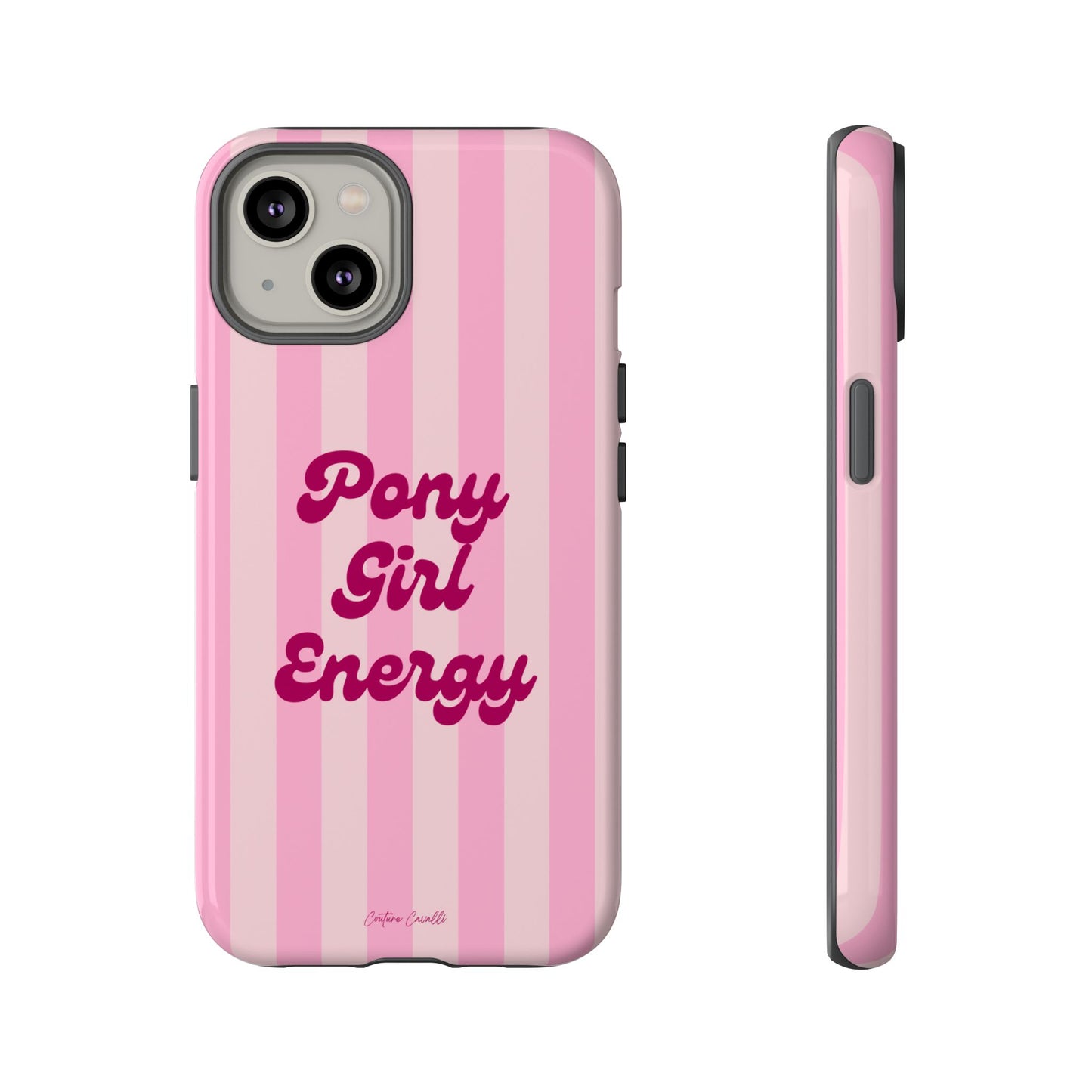 Pony Girl Energy Tough Phone Case — Pink Striped Protective Cover