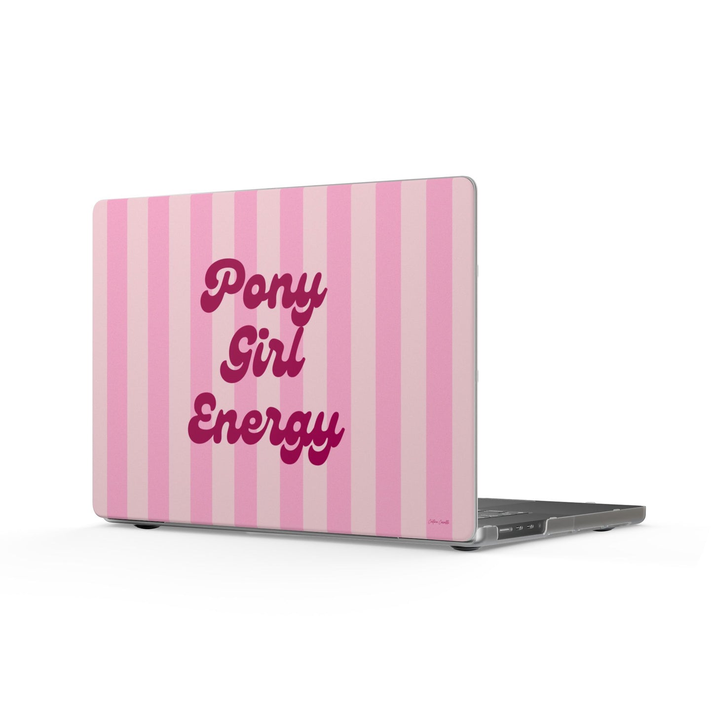 Pony Girl Energy Matte MacBook Case — Pink Striped Laptop Cover