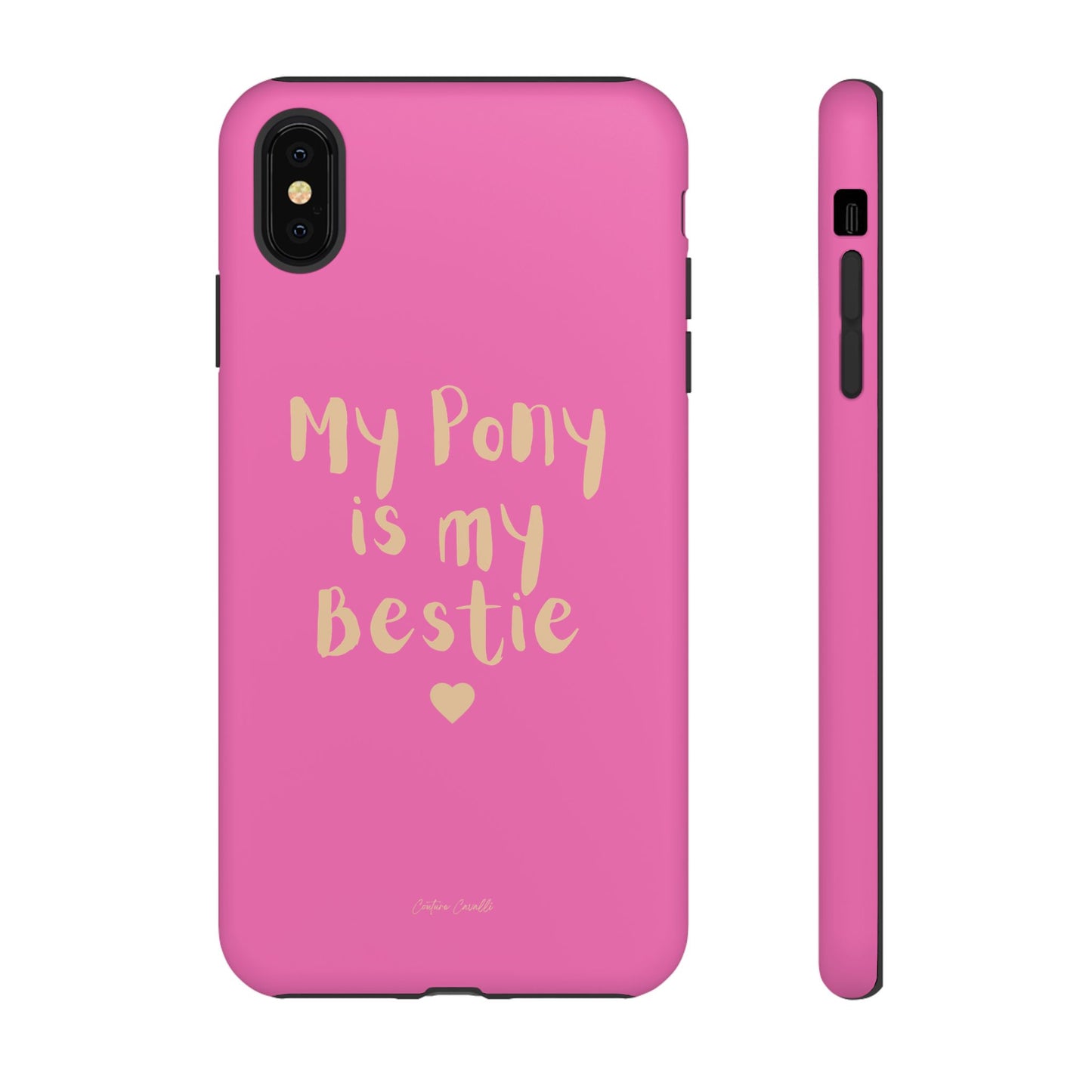 Pink 'My Pony Is My Bestie' Tough Phone Case I Handyhülle I Personalisiert mit Ponynamen