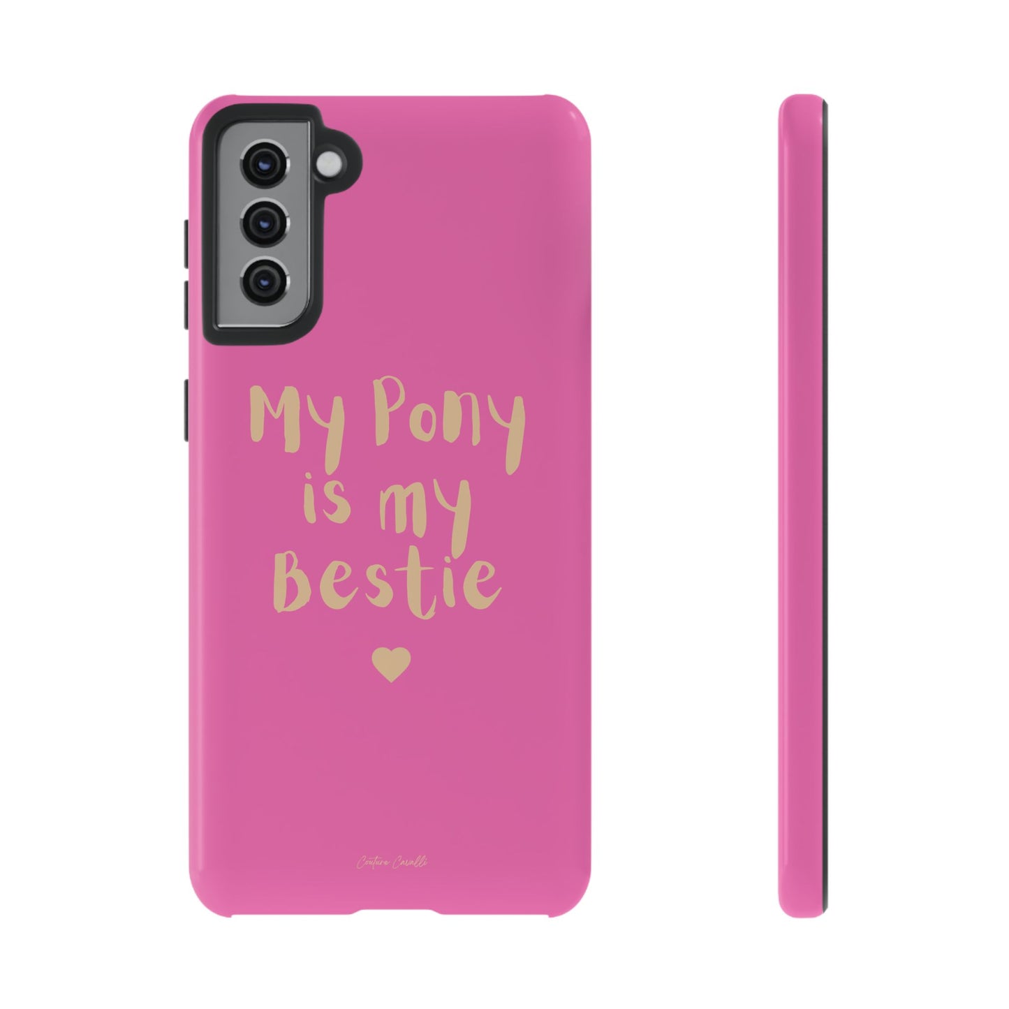 Pink 'My Pony Is My Bestie' Tough Phone Case I Handyhülle I Personalisiert mit Ponynamen