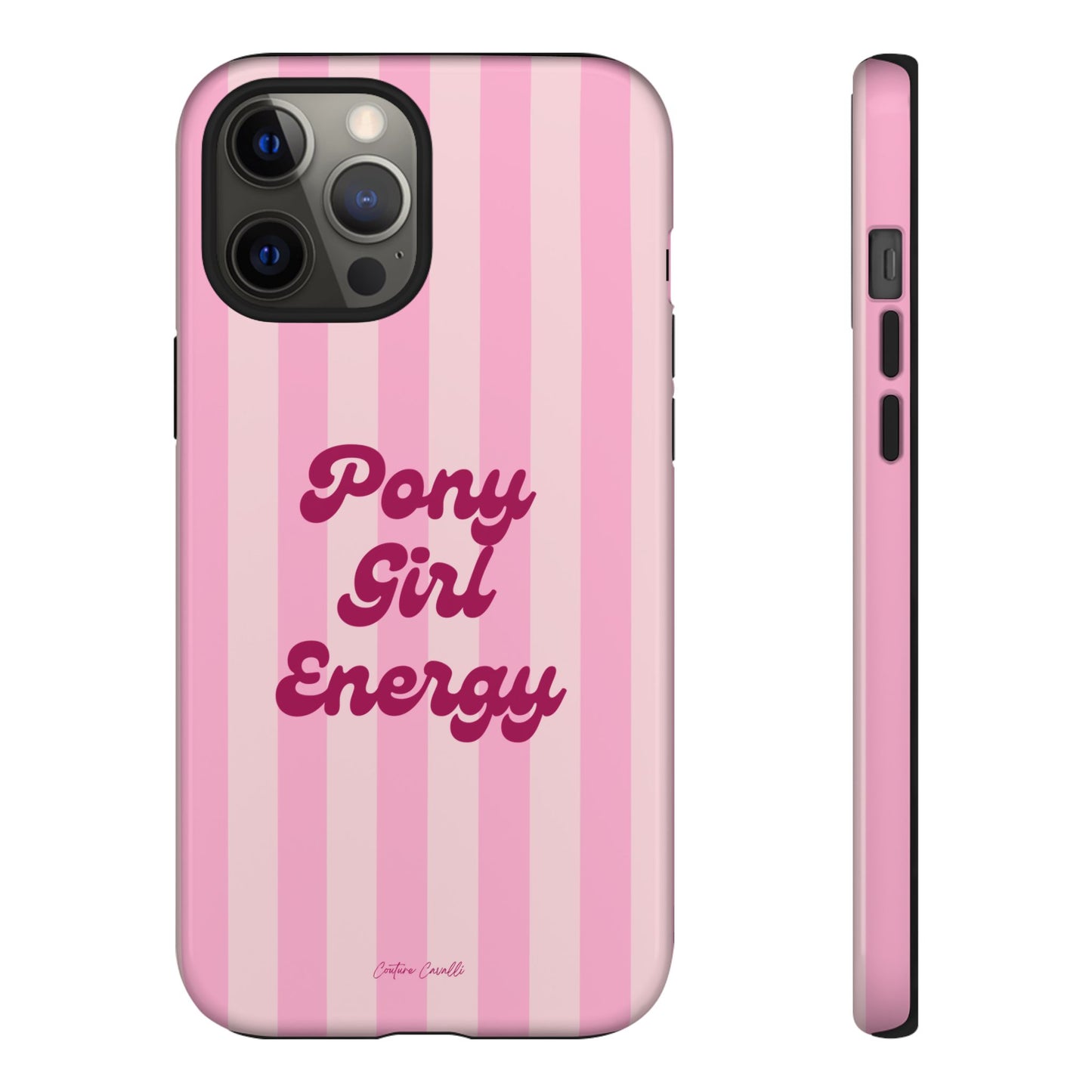 Pony Girl Energy Tough Phone Case — Pink Striped Protective Cover
