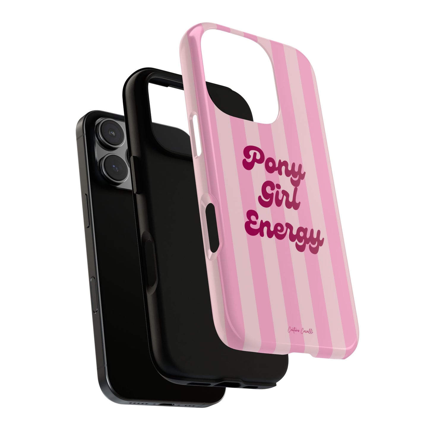 Pony Girl Energy Tough Phone Case — Pink Striped Protective Cover