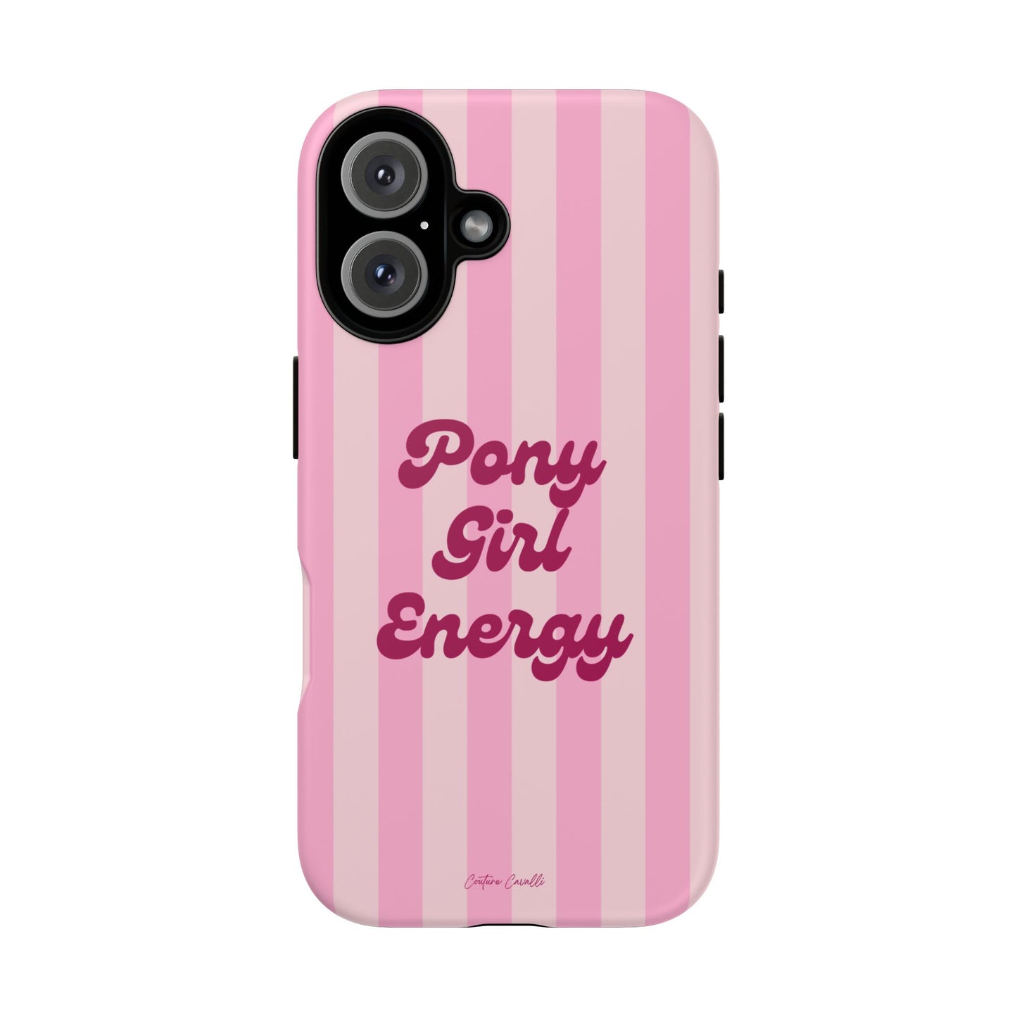 Pony Girl Energy Tough Phone Case — Pink Striped Protective Cover