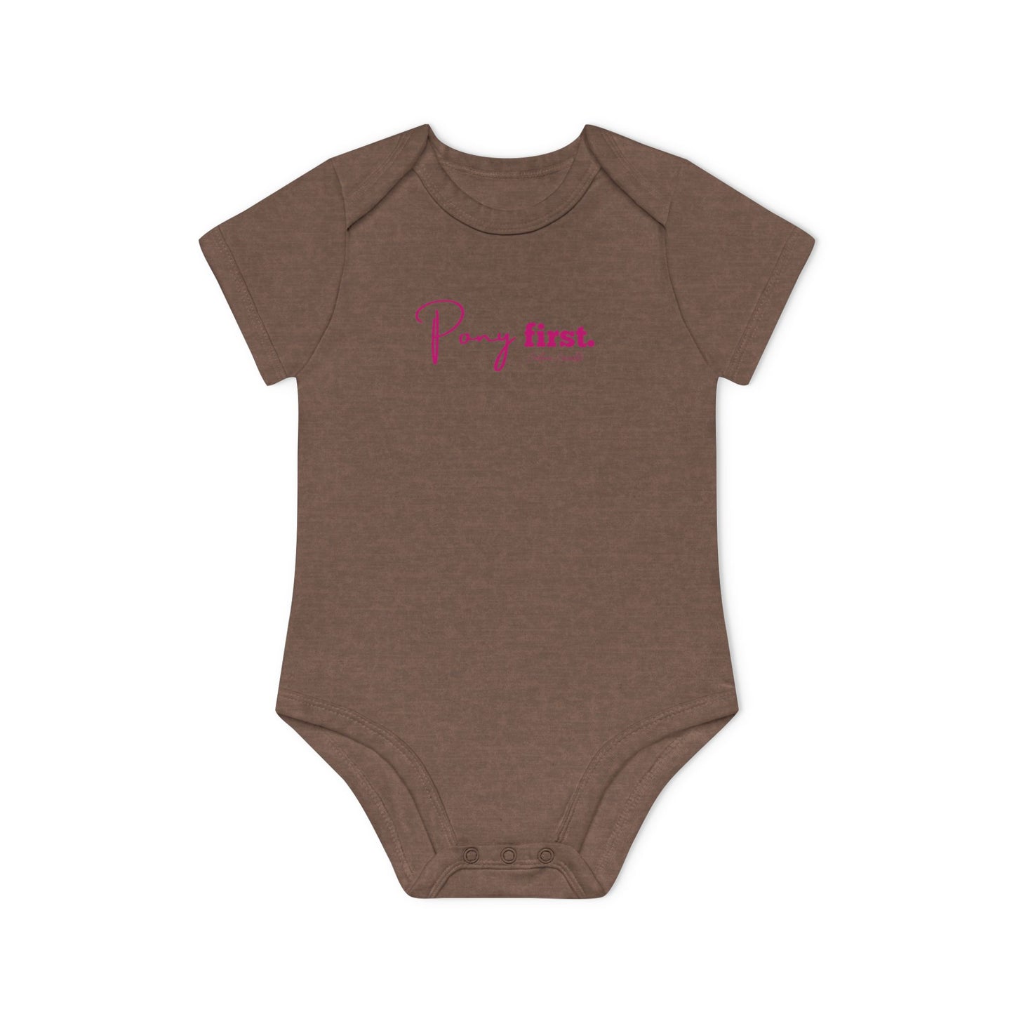 Pony First Baby Body – Pferdeliebe Body | Stall Baby Outfit | Reitsport Geschenkidee